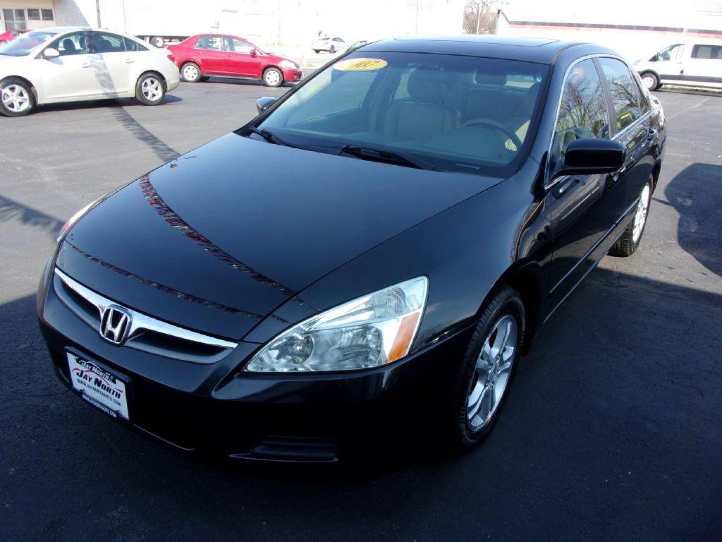 2007 BLACK HONDA ACCORD EX (1HGCM56847A) with an 2.4L engine, Automatic transmission, located at 501 E. Columbia St., Springfield, OH, 45503, (800) 262-7122, 39.925262, -83.801796 - Photo#3