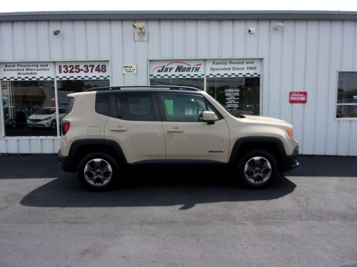 2015 TAN JEEP RENEGADE LATITUDE (ZACCJBBH0FP) with an 1.4L engine, 6-Speed Manual transmission, located at 501 E. Columbia St., Springfield, OH, 45503, (800) 262-7122, 39.925262, -83.801796 - Photo#0