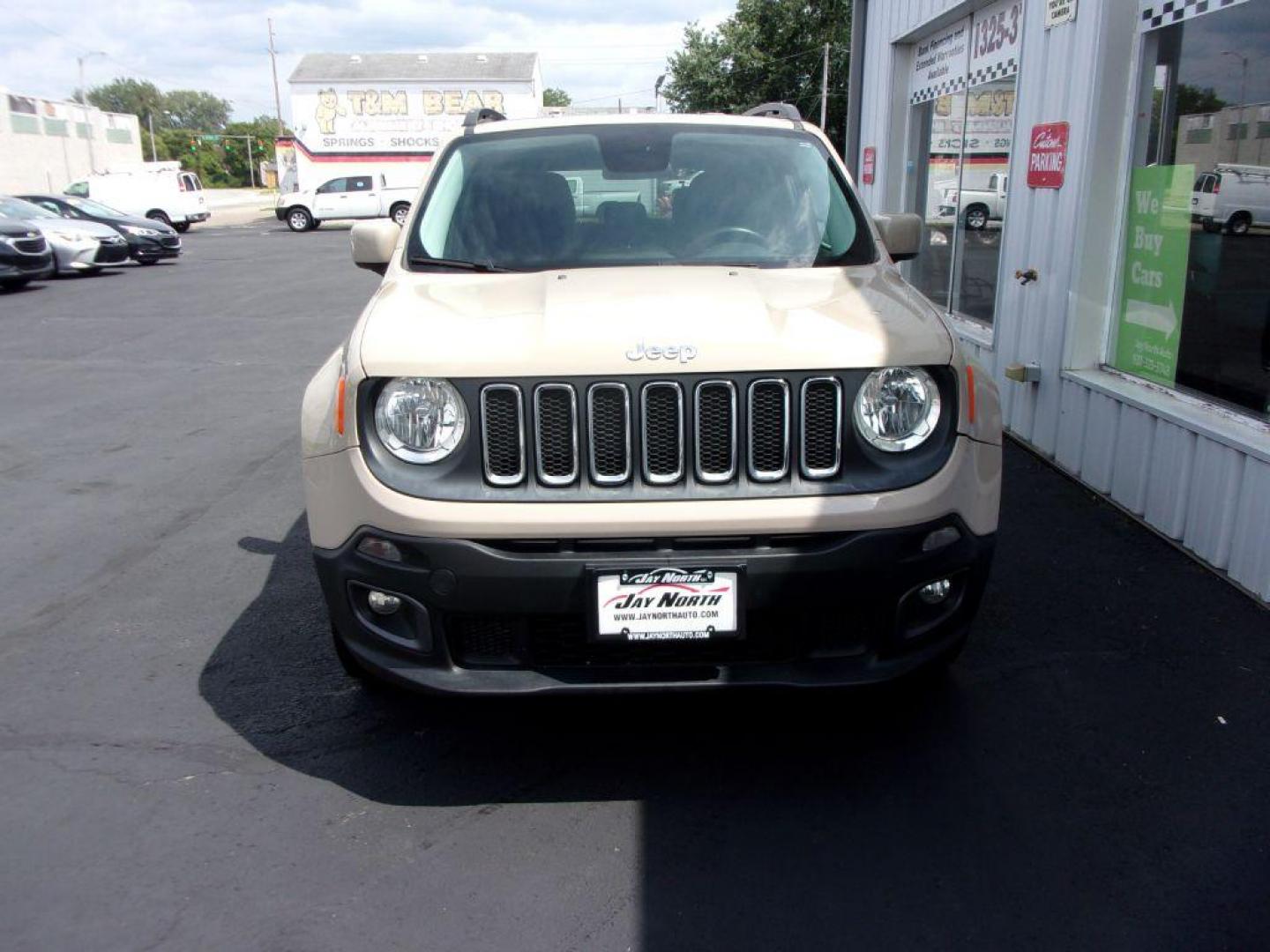 2015 TAN JEEP RENEGADE LATITUDE (ZACCJBBH0FP) with an 1.4L engine, 6-Speed Manual transmission, located at 501 E. Columbia St., Springfield, OH, 45503, (800) 262-7122, 39.925262, -83.801796 - Photo#1