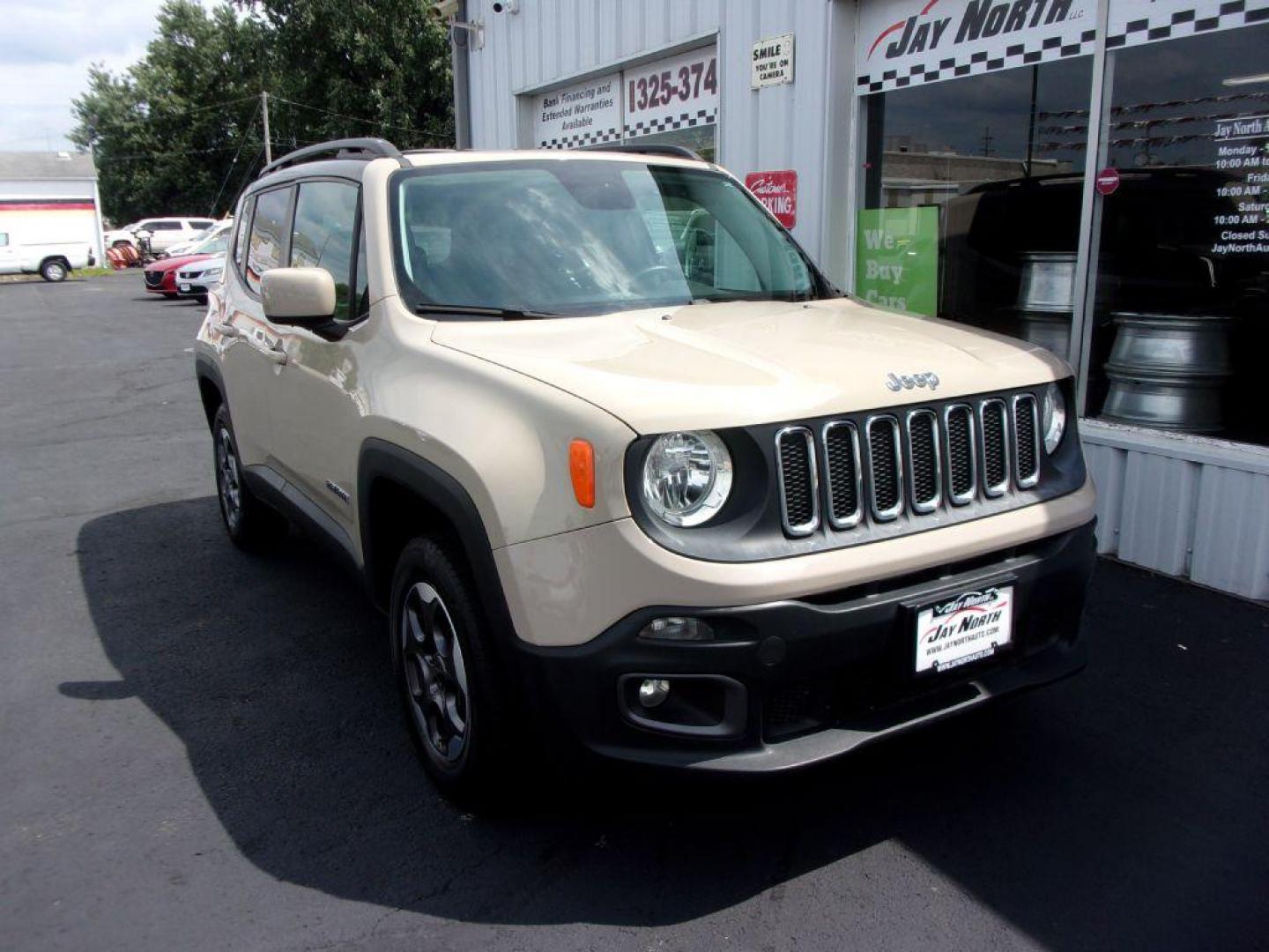 2015 TAN JEEP RENEGADE LATITUDE (ZACCJBBH0FP) with an 1.4L engine, 6-Speed Manual transmission, located at 501 E. Columbia St., Springfield, OH, 45503, (800) 262-7122, 39.925262, -83.801796 - Photo#2