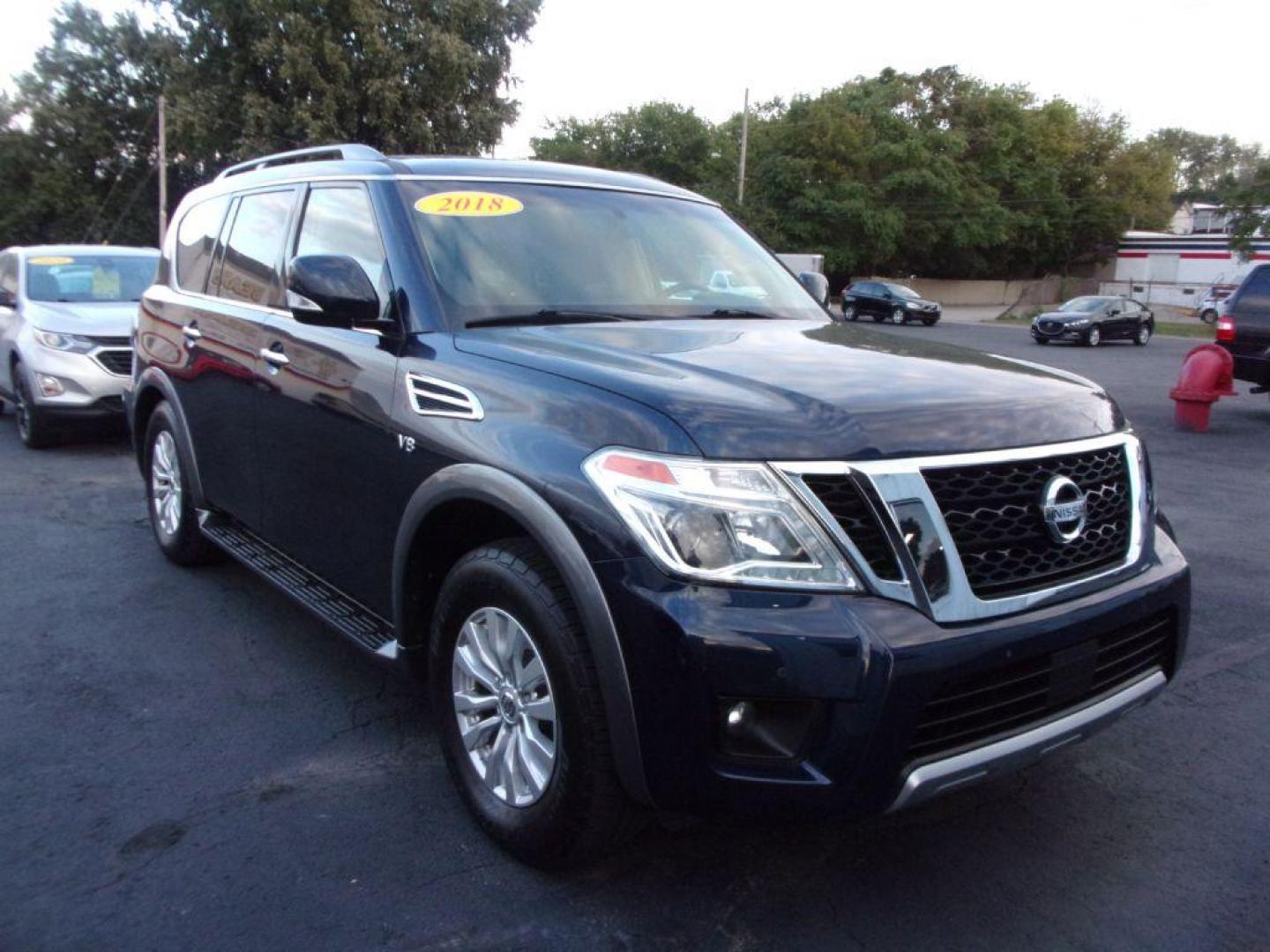 2018 BLUE NISSAN ARMADA SV (JN8AY2ND1J9) with an 5.6L engine, Automatic transmission, located at 501 E. Columbia St., Springfield, OH, 45503, (800) 262-7122, 39.925262, -83.801796 - *** 5.6L V8 *** 3rd Row Seating *** Power lift gate *** Bose Audio *** 2wd *** Serviced and Detailed *** NICE!!! *** Jay North Auto has offered hand picked vehicles since 1965! Our customer's enjoy a NO pressure buying experience with a small town feel. All of our vehicles get fully inspected a - Photo#0