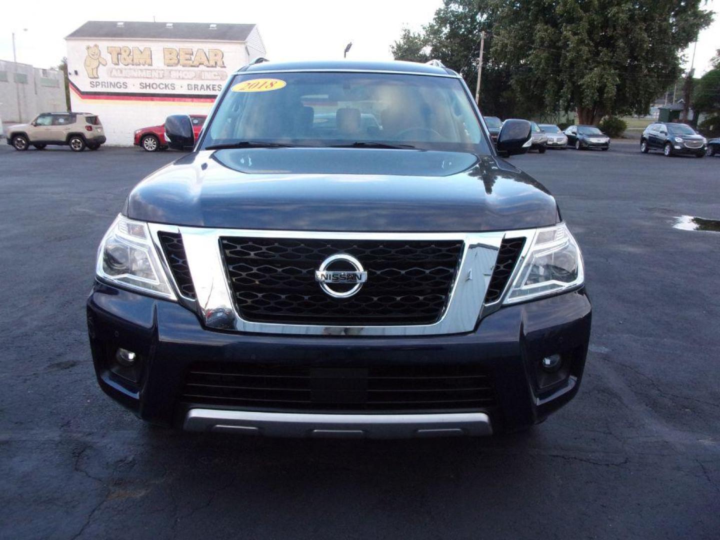 2018 BLUE NISSAN ARMADA SV (JN8AY2ND1J9) with an 5.6L engine, Automatic transmission, located at 501 E. Columbia St., Springfield, OH, 45503, (800) 262-7122, 39.925262, -83.801796 - *** 5.6L V8 *** 3rd Row Seating *** Power lift gate *** Bose Audio *** 2wd *** Serviced and Detailed *** NICE!!! *** Jay North Auto has offered hand picked vehicles since 1965! Our customer's enjoy a NO pressure buying experience with a small town feel. All of our vehicles get fully inspected a - Photo#1