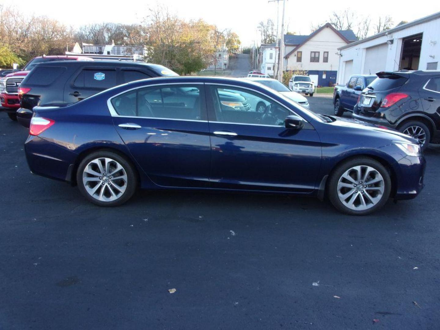 2013 BLUE HONDA ACCORD SPORT (1HGCR2F55DA) with an 2.4L engine, Continuously Variable transmission, located at 501 E. Columbia St., Springfield, OH, 45503, (800) 262-7122, 39.925262, -83.801796 - Photo#0