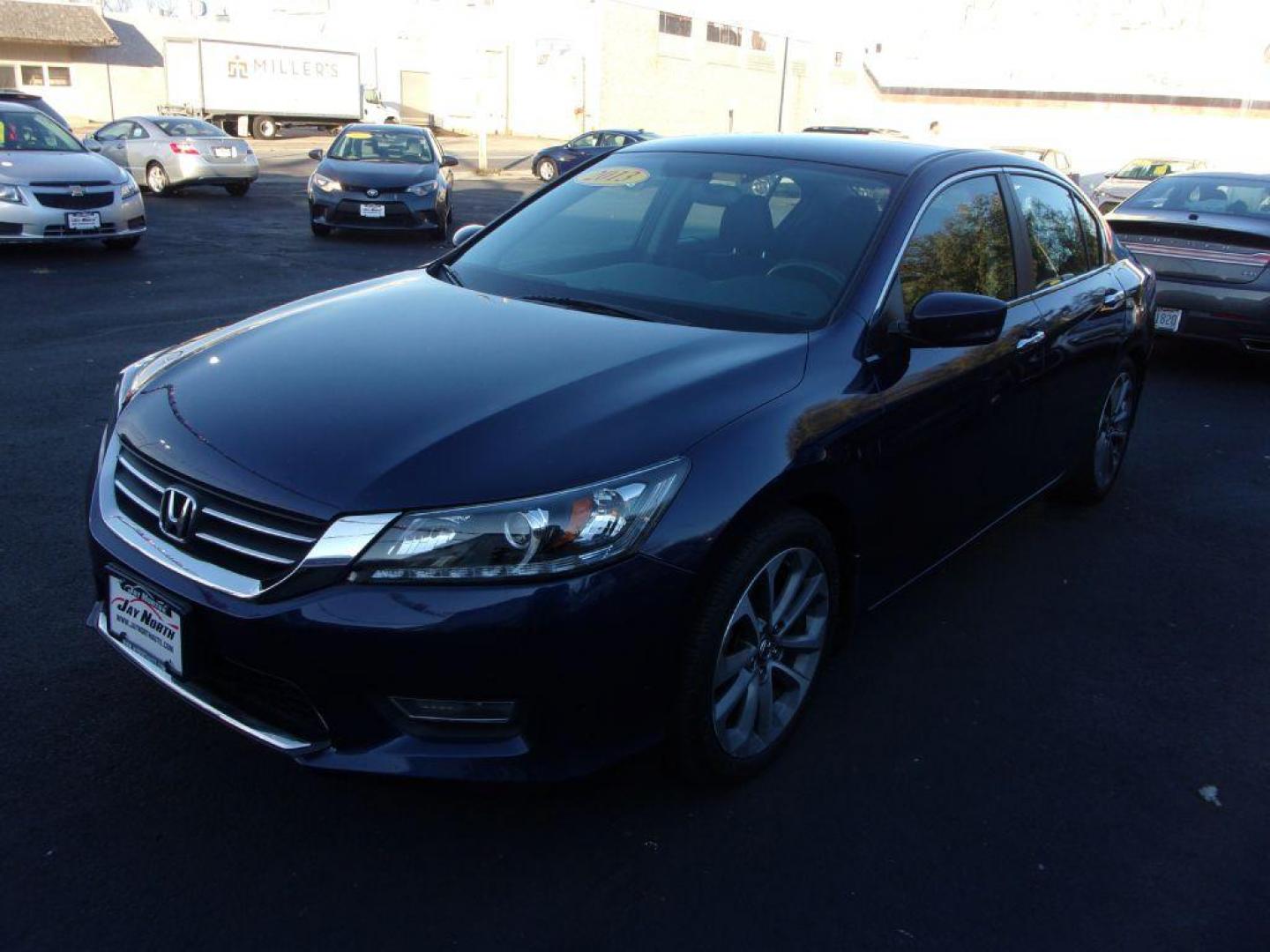 2013 BLUE HONDA ACCORD SPORT (1HGCR2F55DA) with an 2.4L engine, Continuously Variable transmission, located at 501 E. Columbia St., Springfield, OH, 45503, (800) 262-7122, 39.925262, -83.801796 - Photo#2