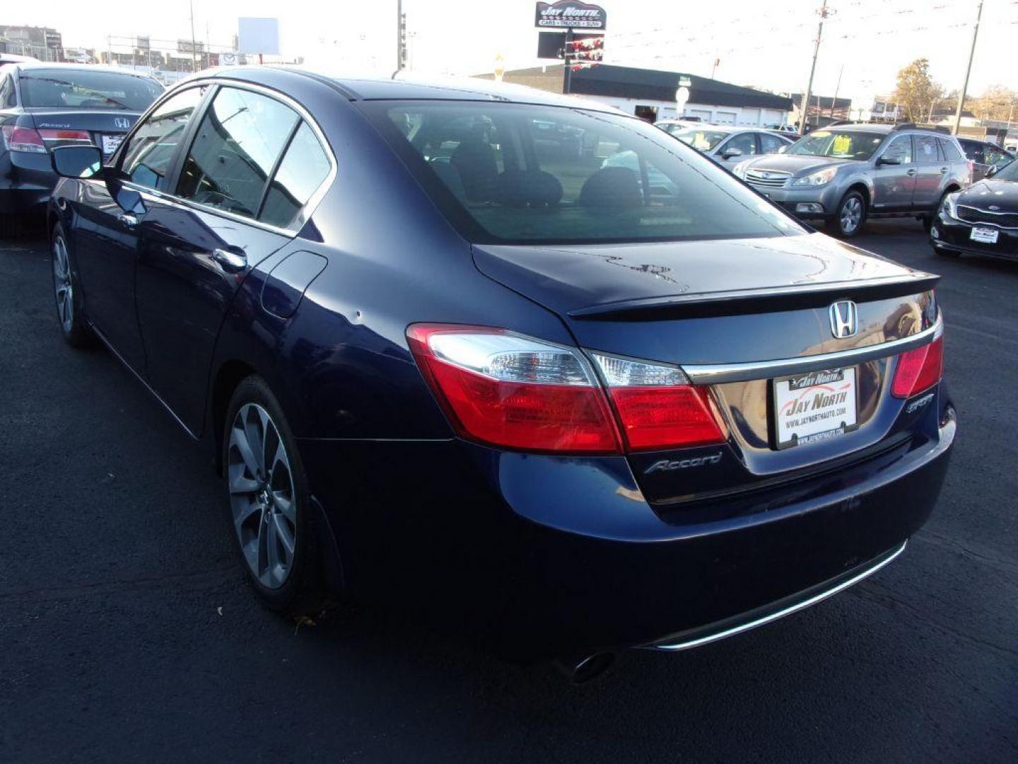 2013 BLUE HONDA ACCORD SPORT (1HGCR2F55DA) with an 2.4L engine, Continuously Variable transmission, located at 501 E. Columbia St., Springfield, OH, 45503, (800) 262-7122, 39.925262, -83.801796 - Photo#3