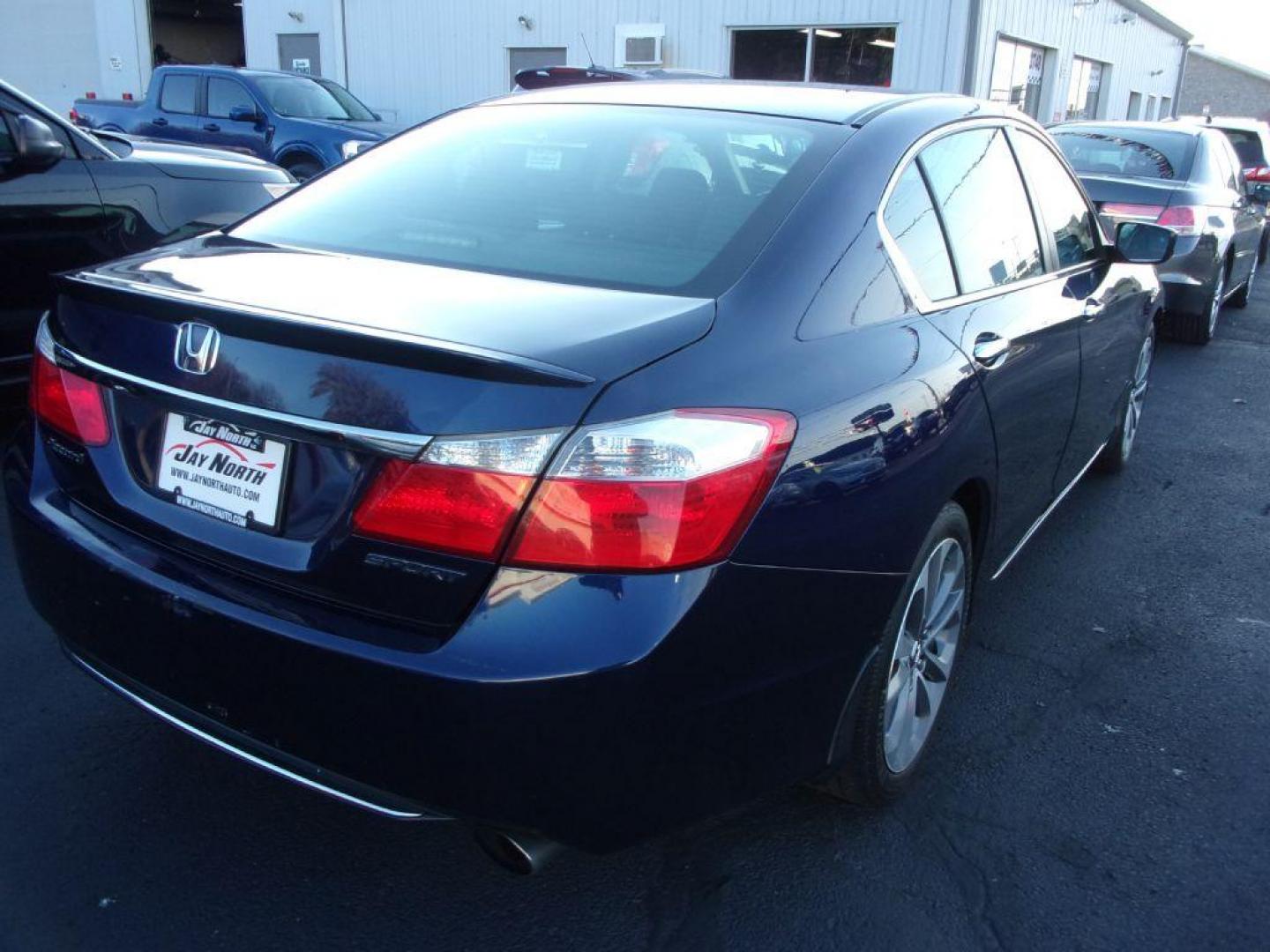 2013 BLUE HONDA ACCORD SPORT (1HGCR2F55DA) with an 2.4L engine, Continuously Variable transmission, located at 501 E. Columbia St., Springfield, OH, 45503, (800) 262-7122, 39.925262, -83.801796 - Photo#4