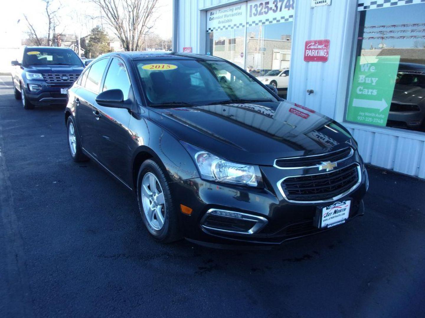 2015 BLACK CHEVROLET CRUZE LT (1G1PC5SB2F7) with an 1.4L engine, Automatic transmission, located at 501 E. Columbia St., Springfield, OH, 45503, (800) 262-7122, 39.925262, -83.801796 - ***Gas Saver***LT***Remote Start***Back-up Camera***Serviced and Detailed*** Jay North Auto has offered hand picked vehicles since 1965! Our customer's enjoy a NO pressure buying experience with a small town feel. All of our vehicles get fully inspected and detailed. We are a preferred dealer fo - Photo#0