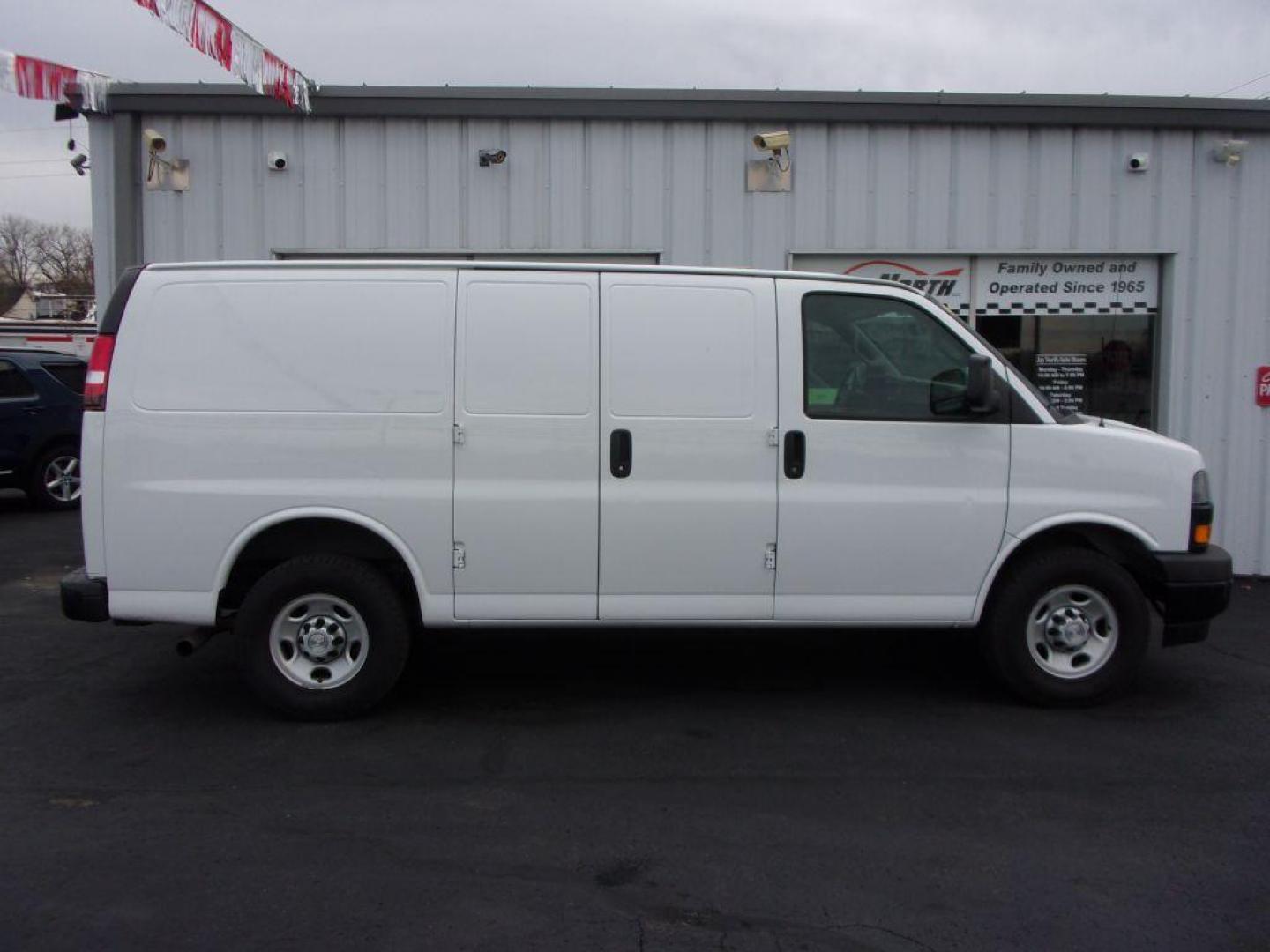 2019 WHITE CHEVROLET EXPRESS G2500 CARGO (1GCWGAFP9K1) with an 4.3L engine, Automatic transmission, located at 501 E. Columbia St., Springfield, OH, 45503, (800) 262-7122, 39.925262, -83.801796 - ***Clean Carfax***1-Owner***Racks and Bins***New Tires***G2500*** Jay North Auto has offered hand picked vehicles since 1965! Our customer's enjoy a NO pressure buying experience with a small town feel. All of our vehicles get fully inspected and detailed. We are a preferred dealer for many loca - Photo#0