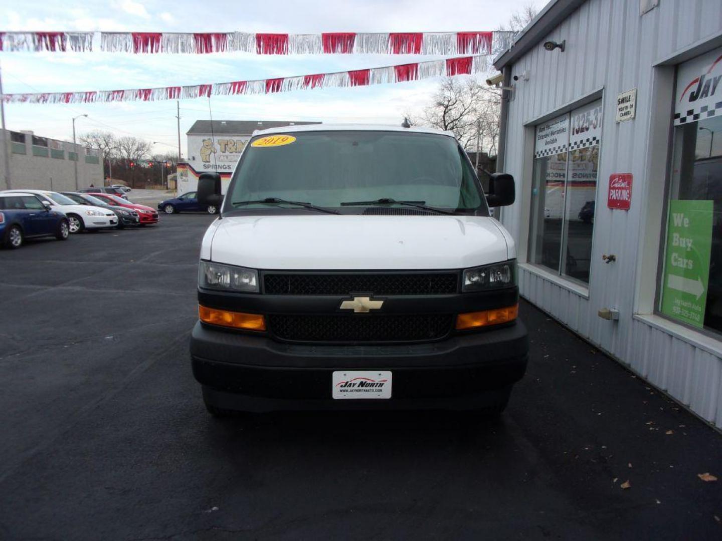 2019 WHITE CHEVROLET EXPRESS G2500 CARGO (1GCWGAFP9K1) with an 4.3L engine, Automatic transmission, located at 501 E. Columbia St., Springfield, OH, 45503, (800) 262-7122, 39.925262, -83.801796 - ***Clean Carfax***1-Owner***Racks and Bins***New Tires***G2500*** Jay North Auto has offered hand picked vehicles since 1965! Our customer's enjoy a NO pressure buying experience with a small town feel. All of our vehicles get fully inspected and detailed. We are a preferred dealer for many loca - Photo#1