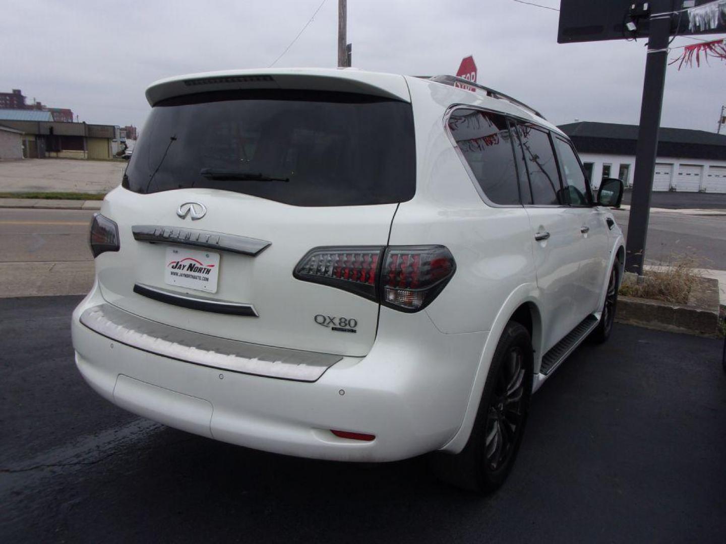 2015 WHITE INFINITI QX80 LIMITED (JN8AZ2NE8F9) with an 5.6L engine, Automatic transmission, located at 501 E. Columbia St., Springfield, OH, 45503, (800) 262-7122, 39.925262, -83.801796 - *** 5.6L V8 *** Limtied *** Loaded *** Bose Audio *** Heated and Cooled Leather Seating *** Serviced and Detailed *** Jay North Auto has offered hand picked vehicles since 1965! Our customer's enjoy a NO pressure buying experience with a small town feel. All of our vehicles get fully inspected - Photo#18