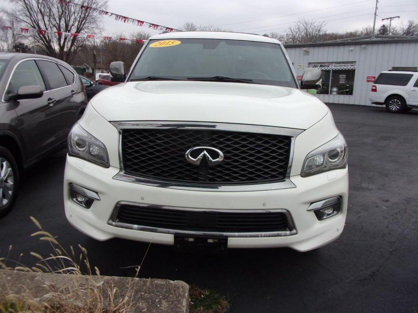 2015 WHITE INFINITI QX80 LIMITED (JN8AZ2NE8F9) with an 5.6L engine, Automatic transmission, located at 501 E. Columbia St., Springfield, OH, 45503, (800) 262-7122, 39.925262, -83.801796 - *** 5.6L V8 *** Limtied *** Loaded *** Bose Audio *** Heated and Cooled Leather Seating *** Serviced and Detailed *** Jay North Auto has offered hand picked vehicles since 1965! Our customer's enjoy a NO pressure buying experience with a small town feel. All of our vehicles get fully inspected - Photo#20