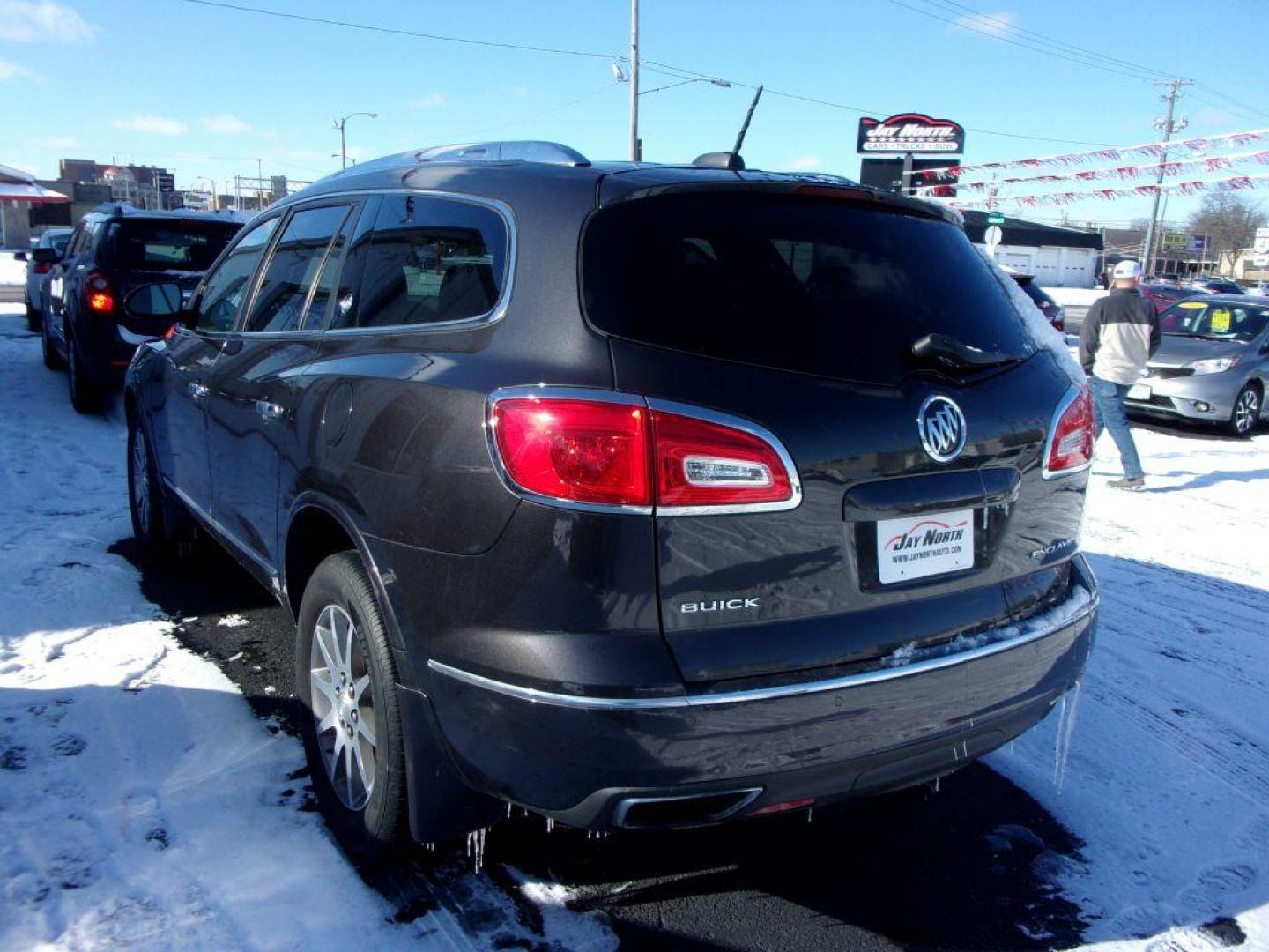 2017 GRAY BUICK ENCLAVE CONVENIENCE (5GAKRAKD7HJ) with an 3.6L engine, Automatic transmission, located at 501 E. Columbia St., Springfield, OH, 45503, (800) 262-7122, 39.925262, -83.801796 - *** Clean CarFax *** V6 fwd *** Serviced and Detailed *** NICE! *** 3rd Row Seating *** Back Up Camera *** Premium Audio w/ Touchscreen *** Power Liftgate *** Jay North Auto has offered hand picked vehicles since 1965! Our customer's enjoy a NO pressure buying experience with a small town feel. - Photo#4