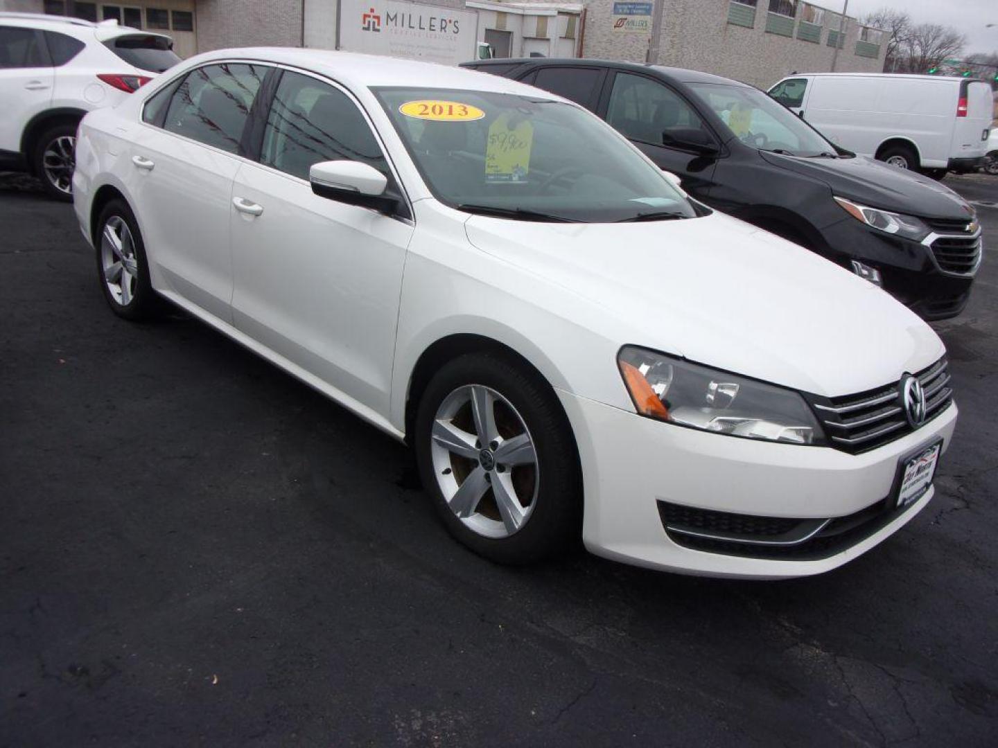 2013 WHITE VOLKSWAGEN PASSAT SE (1VWBP7A36DC) with an 2.5L engine, Automatic transmission, located at 501 E. Columbia St., Springfield, OH, 45503, (800) 262-7122, 39.925262, -83.801796 - *** SE *** Serviced and Detailed *** Leather *** Heated Seats *** Jay North Auto has offered hand picked vehicles since 1965! Our customer's enjoy a NO pressure buying experience with a small town feel. All of our vehicles get fully inspected and detailed. We are a preferred dealer for many loc - Photo#0