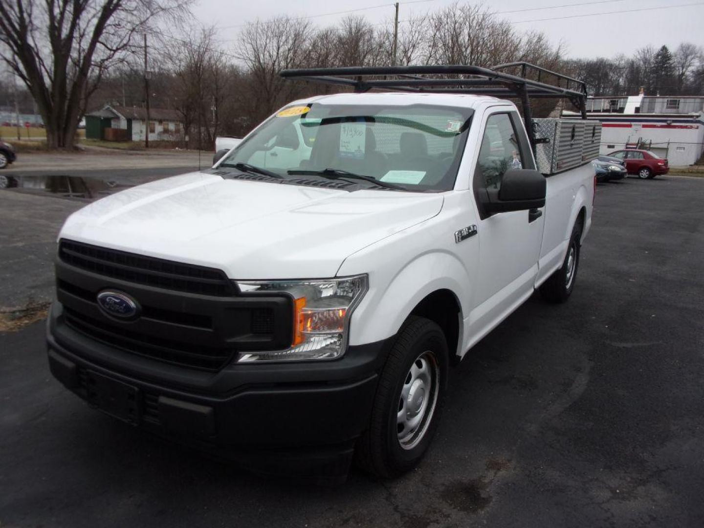 2018 WHITE FORD F150 XL LONG BED (1FTMF1CB0JK) with an 3.3L engine, Automatic transmission, located at 501 E. Columbia St., Springfield, OH, 45503, (800) 262-7122, 39.925262, -83.801796 - *** 1 Owner *** Work Truck w/ Racks and Side Bins *** Serviced and Detailed *** V6 *** Long Bed *** EQUIPMENT GROUP 100A XL SERIES .17'' SILVER STEEL WHEELS .245/70R 17 BSW ALL-SEASON 3.55 RATIO REGULAR AXLE 6170# GVWR PACKAGE FRONT LICENSE PLATE BRACKET VINYL 40/20/40 FRONT FLEX FUEL V - Photo#1