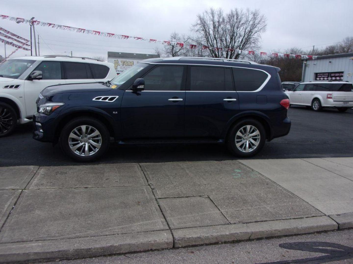 2017 BLUE INFINITI QX80 (JN8AZ2NE6H9) with an 5.6L engine, Automatic transmission, located at 501 E. Columbia St., Springfield, OH, 45503, (800) 262-7122, 39.925262, -83.801796 - Photo#2