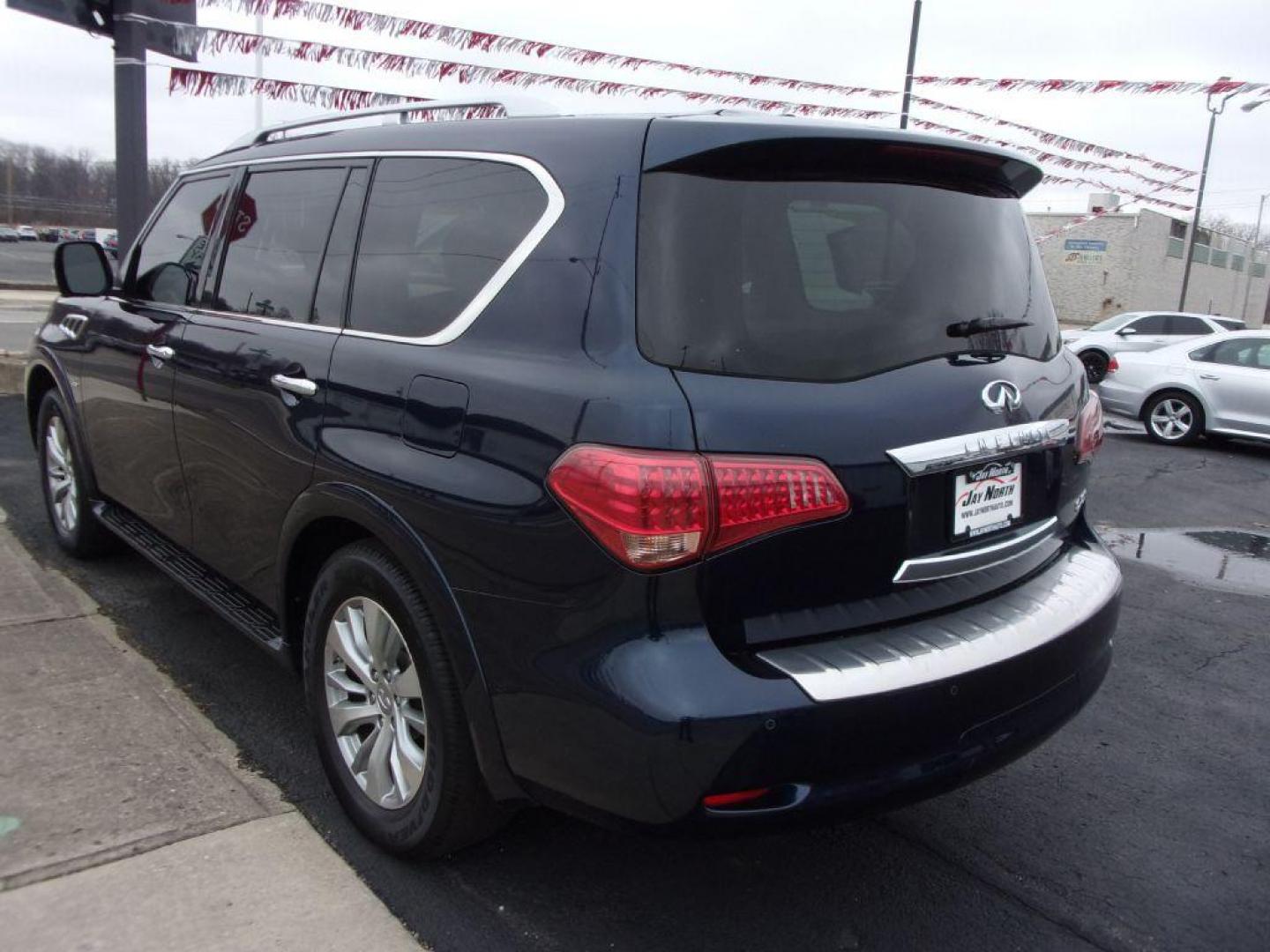 2017 BLUE INFINITI QX80 (JN8AZ2NE6H9) with an 5.6L engine, Automatic transmission, located at 501 E. Columbia St., Springfield, OH, 45503, (800) 262-7122, 39.925262, -83.801796 - Photo#3