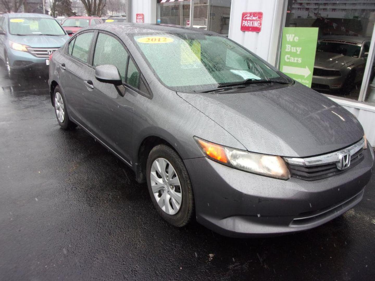 2012 GRAY HONDA CIVIC LX (19XFB2F57CE) with an 1.8L engine, Automatic transmission, located at 501 E. Columbia St., Springfield, OH, 45503, (800) 262-7122, 39.925262, -83.801796 - Photo#1