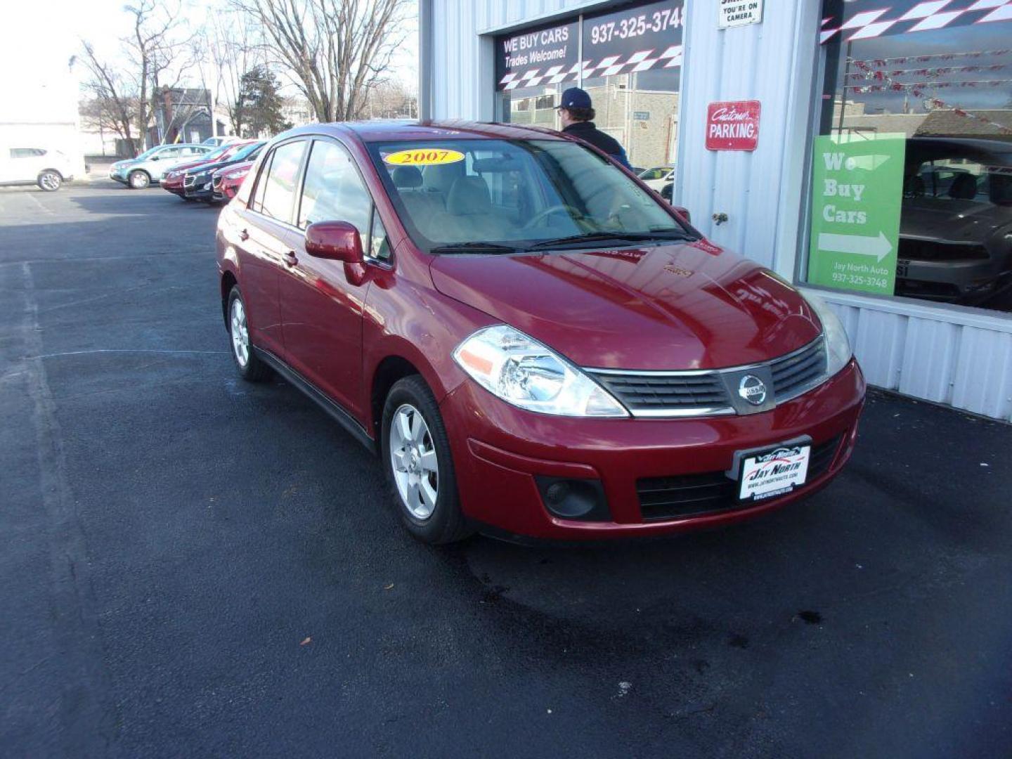 2007 RED NISSAN VERSA S (3N1BC11E77L) with an 1.8L engine, Automatic transmission, located at 501 E. Columbia St., Springfield, OH, 45503, (800) 262-7122, 39.925262, -83.801796 - Photo#2