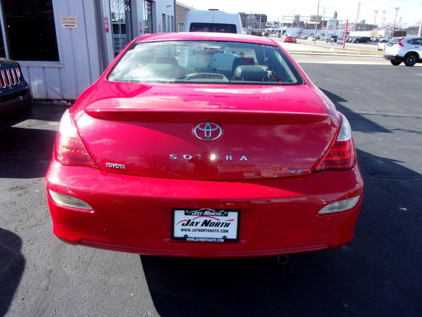 2008 RED TOYOTA CAMRY SOLARA SLE (4T1CA30P68U) with an 3.3L engine, Automatic transmission, located at 501 E. Columbia St., Springfield, OH, 45503, (800) 262-7122, 39.925262, -83.801796 - *** 1 Owner w/ 37 Service records on CarFax including timing belt service at Toyota Dealer *** V6 FWD *** Heated Leather Seating *** Moonroof *** SHARP!! *** Jay North Auto has offered hand picked vehicles since 1965! Our customer's enjoy a NO pressure buying experience with a small town feel. - Photo#5