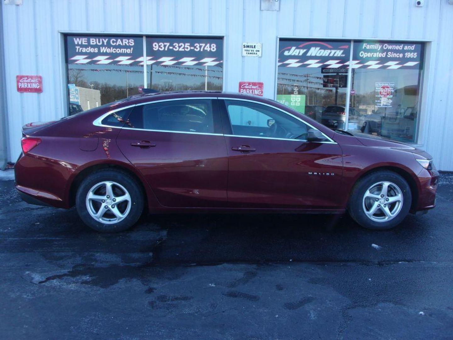 2016 RED CHEVROLET MALIBU LS (1G1ZB5ST7GF) with an 1.5L engine, Automatic transmission, located at 501 E. Columbia St., Springfield, OH, 45503, (800) 262-7122, 39.925262, -83.801796 - *** LS *** Clean CarFax *** Serviced and Detailed *** NICE *** New Tires *** Jay North Auto has offered hand picked vehicles since 1965! Our customer's enjoy a NO pressure buying experience with a small town feel. All of our vehicles get fully inspected and detailed. We are a preferred dealer fo - Photo#0