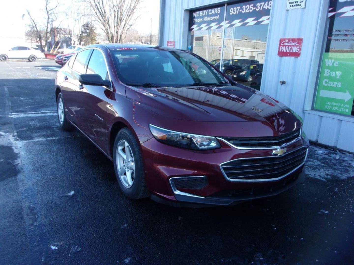 2016 RED CHEVROLET MALIBU LS (1G1ZB5ST7GF) with an 1.5L engine, Automatic transmission, located at 501 E. Columbia St., Springfield, OH, 45503, (800) 262-7122, 39.925262, -83.801796 - *** LS *** Clean CarFax *** Serviced and Detailed *** NICE *** New Tires *** Jay North Auto has offered hand picked vehicles since 1965! Our customer's enjoy a NO pressure buying experience with a small town feel. All of our vehicles get fully inspected and detailed. We are a preferred dealer fo - Photo#2