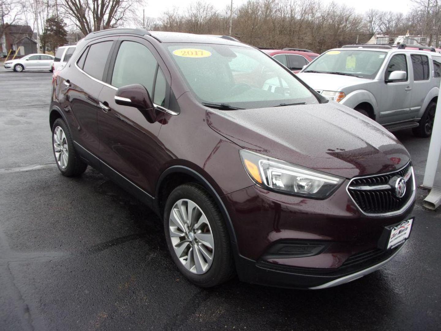 2017 MAROON BUICK ENCORE PREFERRED (KL4CJASB2HB) with an 1.4L engine, Automatic transmission, located at 501 E. Columbia St., Springfield, OH, 45503, (800) 262-7122, 39.925262, -83.801796 - *** FWD *** Serviced and Detailed *** For more information and photos, please log on to jaynorthauto.com, where you can view the CARFAX and SHOP BY PAYMENT - Photo#1