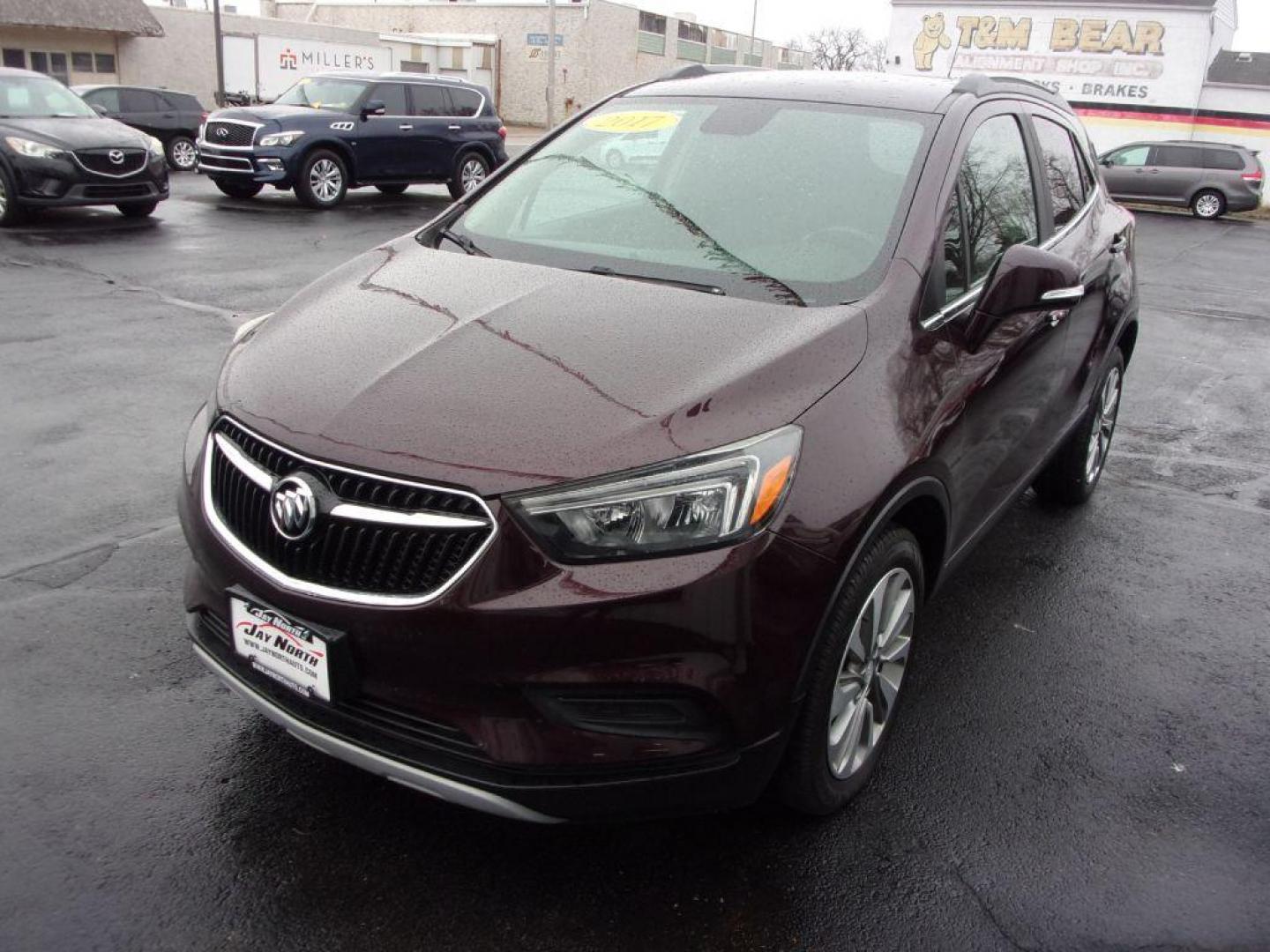 2017 MAROON BUICK ENCORE PREFERRED (KL4CJASB2HB) with an 1.4L engine, Automatic transmission, located at 501 E. Columbia St., Springfield, OH, 45503, (800) 262-7122, 39.925262, -83.801796 - *** FWD *** Serviced and Detailed *** For more information and photos, please log on to jaynorthauto.com, where you can view the CARFAX and SHOP BY PAYMENT - Photo#3