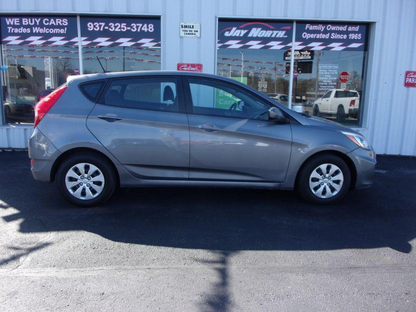 2015 GRAY HYUNDAI ACCENT GS (KMHCT5AE2FU) with an 1.6L engine, Automatic transmission, located at 501 E. Columbia St., Springfield, OH, 45503, (800) 262-7122, 39.925262, -83.801796 - *** Serviced and Detailed *** GS *** Hatchback *** Gas Saver *** Jay North Auto has offered hand picked vehicles since 1965! Our customer's enjoy a NO pressure buying experience with a small town feel. All of our vehicles get fully inspected and detailed. We are a preferred dealer for many loca - Photo#0