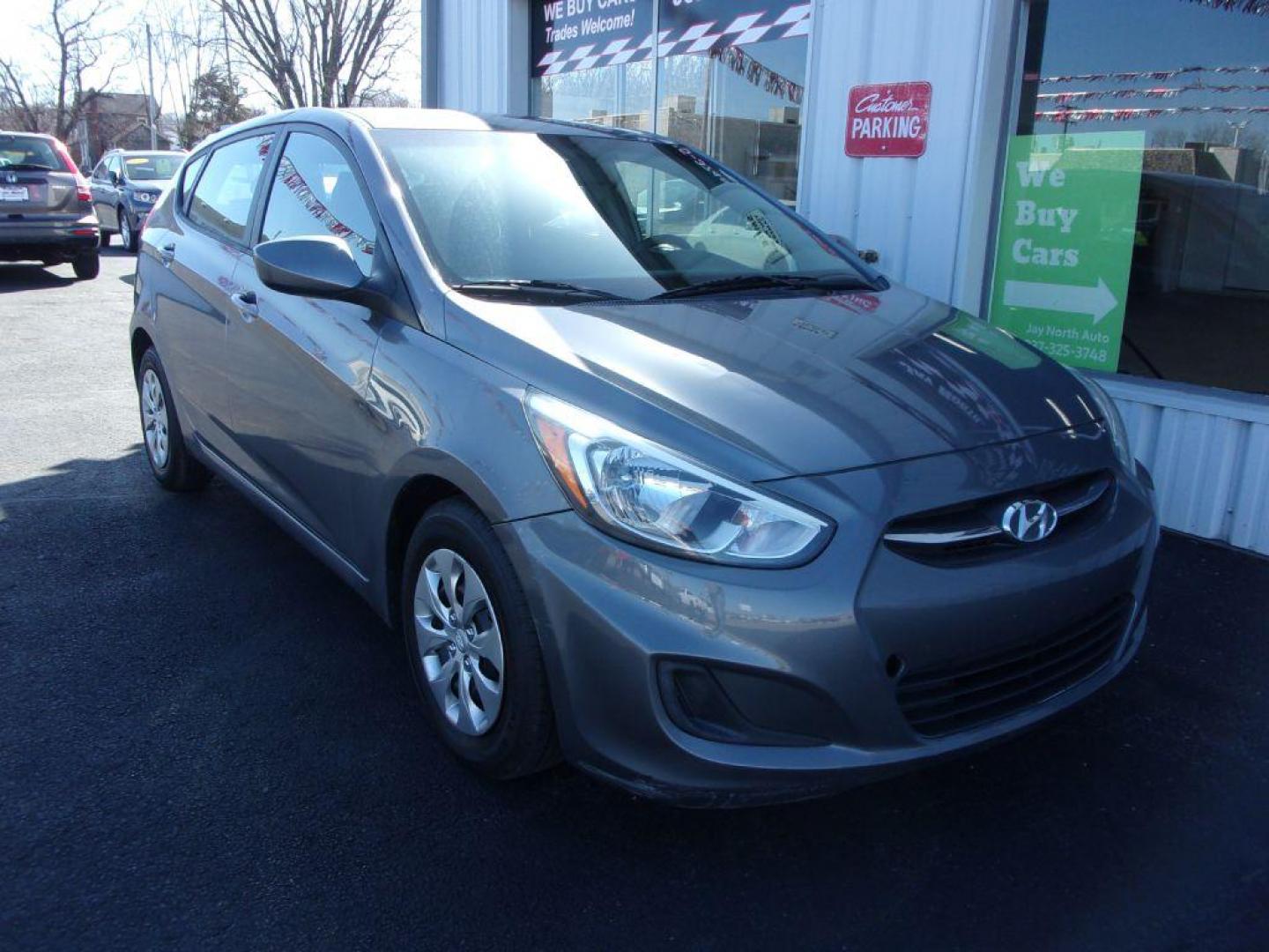 2015 GRAY HYUNDAI ACCENT GS (KMHCT5AE2FU) with an 1.6L engine, Automatic transmission, located at 501 E. Columbia St., Springfield, OH, 45503, (800) 262-7122, 39.925262, -83.801796 - *** Serviced and Detailed *** GS *** Hatchback *** Gas Saver *** Jay North Auto has offered hand picked vehicles since 1965! Our customer's enjoy a NO pressure buying experience with a small town feel. All of our vehicles get fully inspected and detailed. We are a preferred dealer for many loca - Photo#2