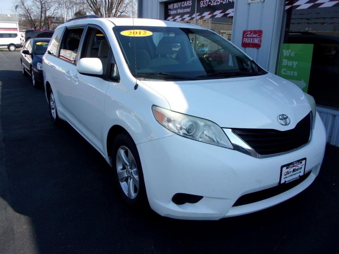 2012 WHITE TOYOTA SIENNA LE (5TDKK3DC1CS) with an 3.5L engine, Automatic transmission, located at 501 E. Columbia St., Springfield, OH, 45503, (800) 262-7122, 39.925262, -83.801796 - Photo#1