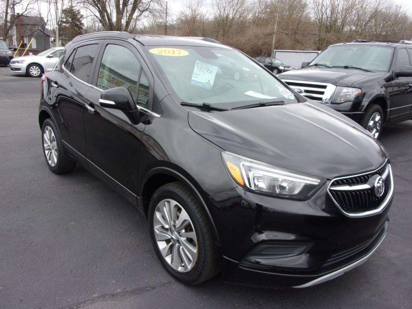 2017 BLACK BUICK ENCORE PREFERRED (KL4CJASB6HB) with an 1.4L engine, Automatic transmission, located at 501 E. Columbia St., Springfield, OH, 45503, (800) 262-7122, 39.925262, -83.801796 - *** 1 Owner w/ 24 Service Records on CarFax *** Preferred *** FWD *** Serviced and Detailed *** Back Up Camera *** Jay North Auto has offered hand picked vehicles since 1965! Our customer's enjoy a NO pressure buying experience with a small town feel. All of our vehicles get fully inspected an - Photo#1