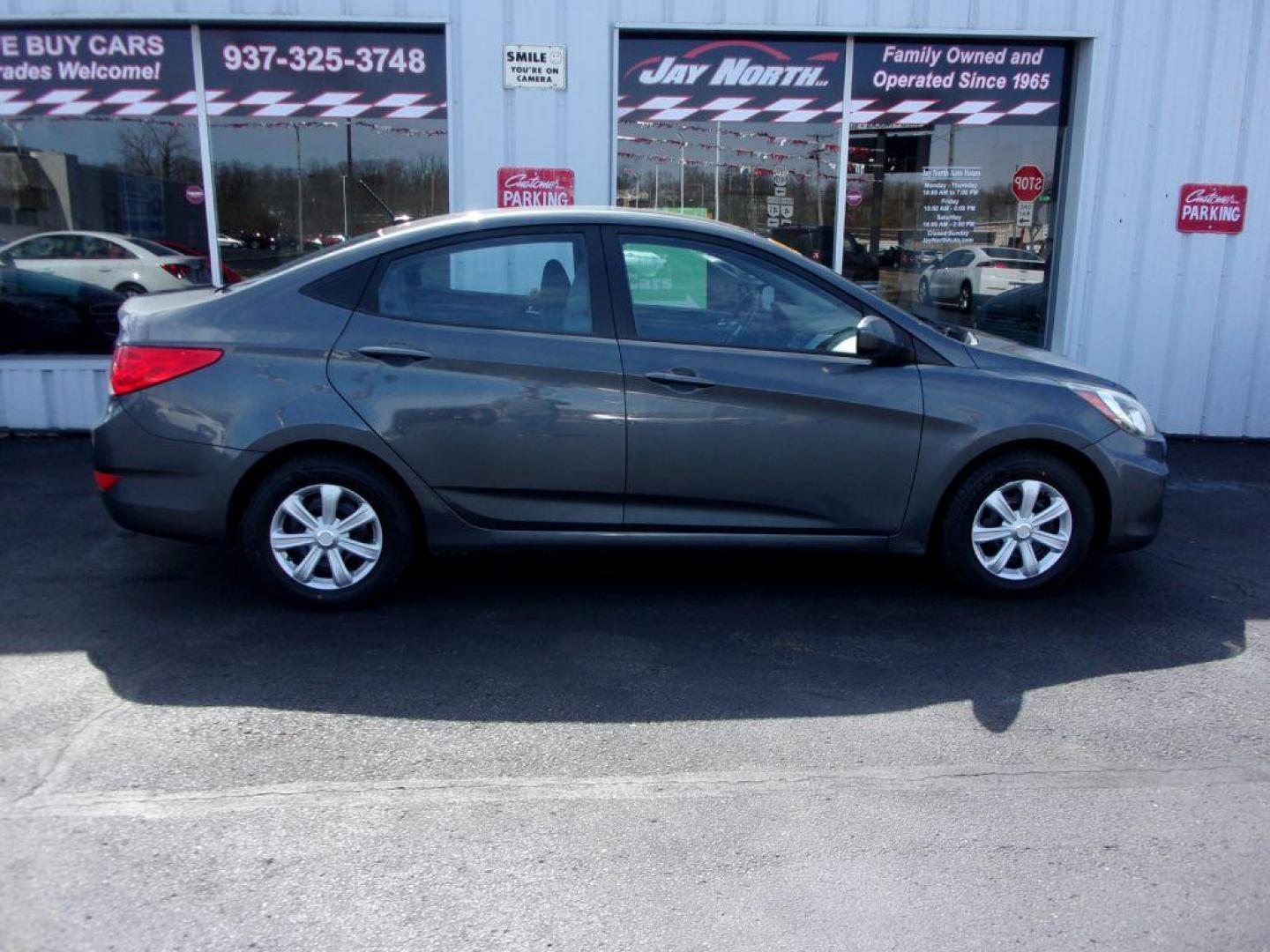 2012 GRAY HYUNDAI ACCENT GLS (KMHCT4AE3CU) with an 1.6L engine, Automatic transmission, located at 501 E. Columbia St., Springfield, OH, 45503, (800) 262-7122, 39.925262, -83.801796 - ***Clean Carfax***Gas Saver***GLS***New Tires***39 Service Records On Carfax***Serviced and Detailed*** Jay North Auto has offered hand picked vehicles since 1965! Our customer's enjoy a NO pressure buying experience with a small town feel. All of our vehicles get fully inspected and detailed. W - Photo#0