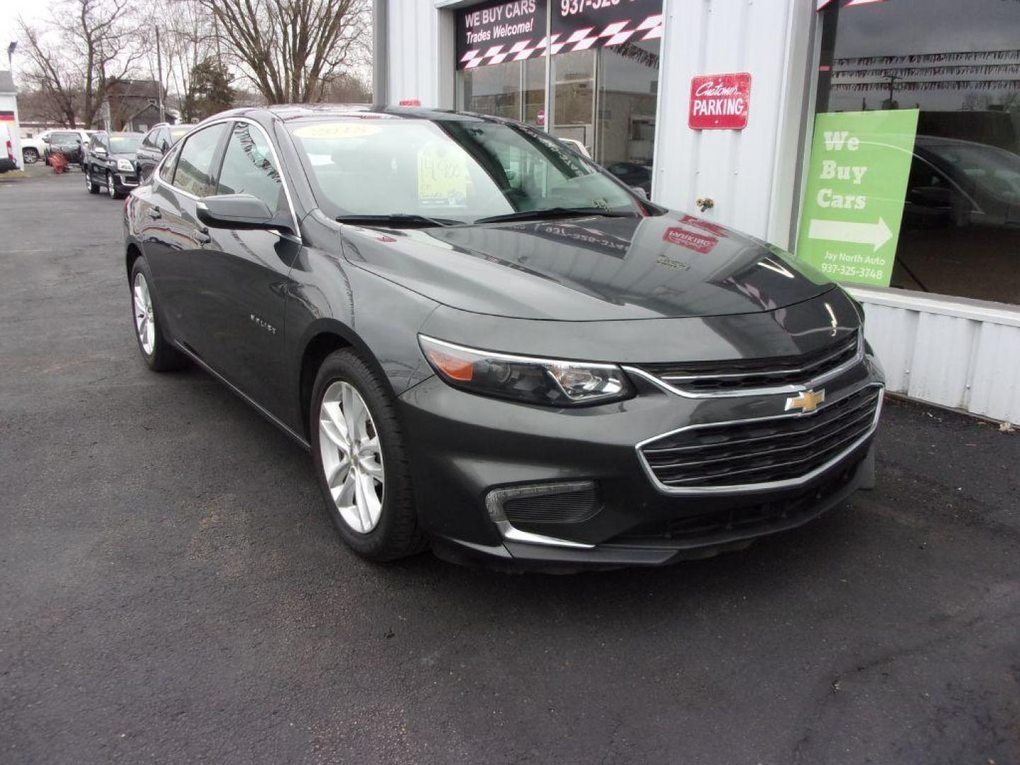 2018 GRAY CHEVROLET MALIBU LT (1G1ZD5ST2JF) with an 1.5L engine, Automatic transmission, located at 501 E. Columbia St., Springfield, OH, 45503, (800) 262-7122, 39.925262, -83.801796 - Photo#2