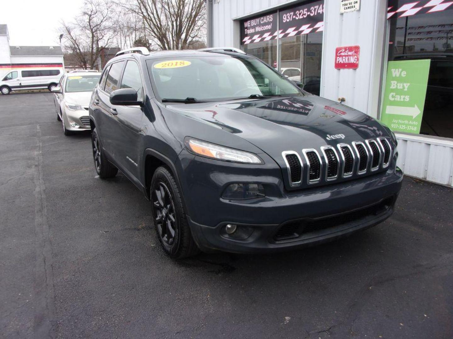 2018 GRAY JEEP CHEROKEE LATITUDE PLUS (1C4PJLLB0JD) with an 2.4L engine, Automatic transmission, located at 501 E. Columbia St., Springfield, OH, 45503, (800) 262-7122, 39.925262, -83.801796 - ***Clean Carfax***1-Owner***Blind Spot***New Tires***Serviced and Detailed*** Jay North Auto has offered hand picked vehicles since 1965! Our customer's enjoy a NO pressure buying experience with a small town feel. All of our vehicles get fully inspected and detailed. We are a preferred dealer f - Photo#2