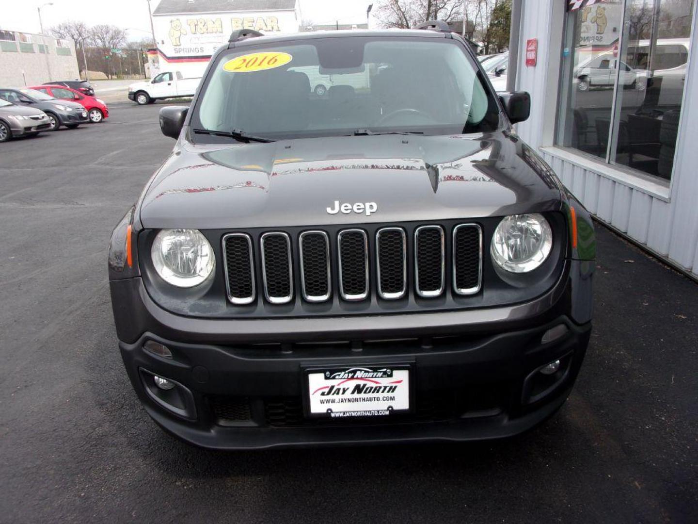 2016 GRAY JEEP RENEGADE LATITUDE (ZACCJBBTXGP) with an 2.4L engine, Automatic transmission, located at 501 E. Columbia St., Springfield, OH, 45503, (800) 262-7122, 39.925262, -83.801796 - Photo#1