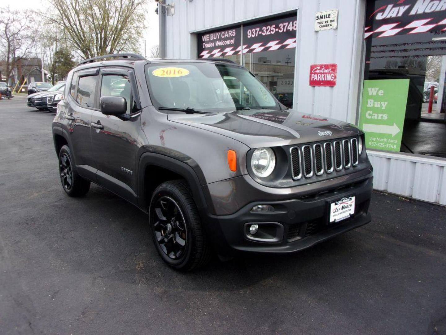 2016 GRAY JEEP RENEGADE LATITUDE (ZACCJBBTXGP) with an 2.4L engine, Automatic transmission, located at 501 E. Columbia St., Springfield, OH, 45503, (800) 262-7122, 39.925262, -83.801796 - Photo#2