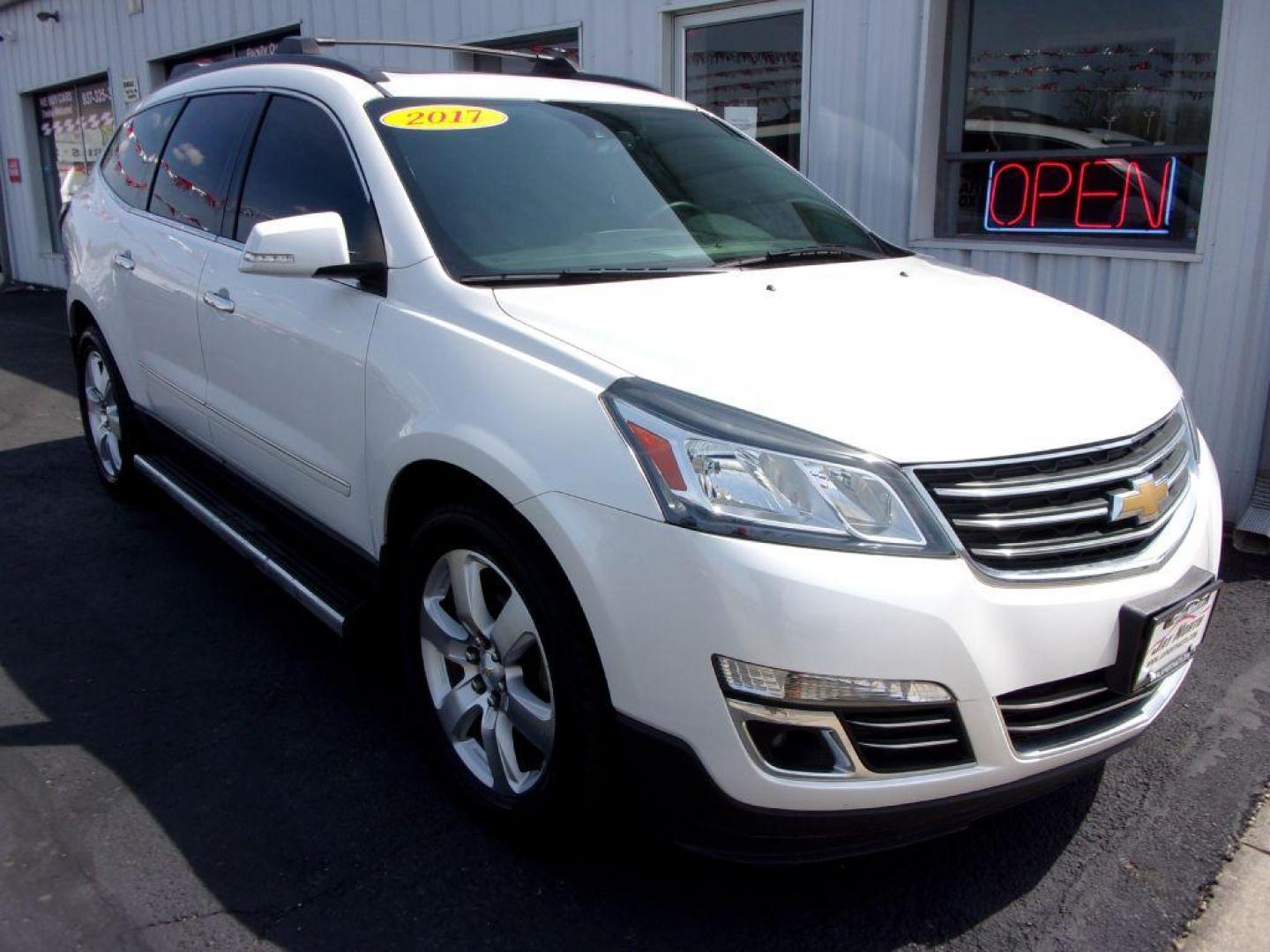 2017 WHITE CHEVROLET TRAVERSE PREMIER (1GNKVJKD4HJ) with an 3.6L engine, Automatic transmission, located at 501 E. Columbia St., Springfield, OH, 45503, (800) 262-7122, 39.925262, -83.801796 - ***Clean Carfax***LOADED***Heated and Cooled Leather Seating***AWD***3RD Row seating***PREMIER***Serviced and Detailed*** Jay North Auto has offered hand picked vehicles since 1965! Our customer's enjoy a NO pressure buying experience with a small town feel. All of our vehicles get fully inspect - Photo#1