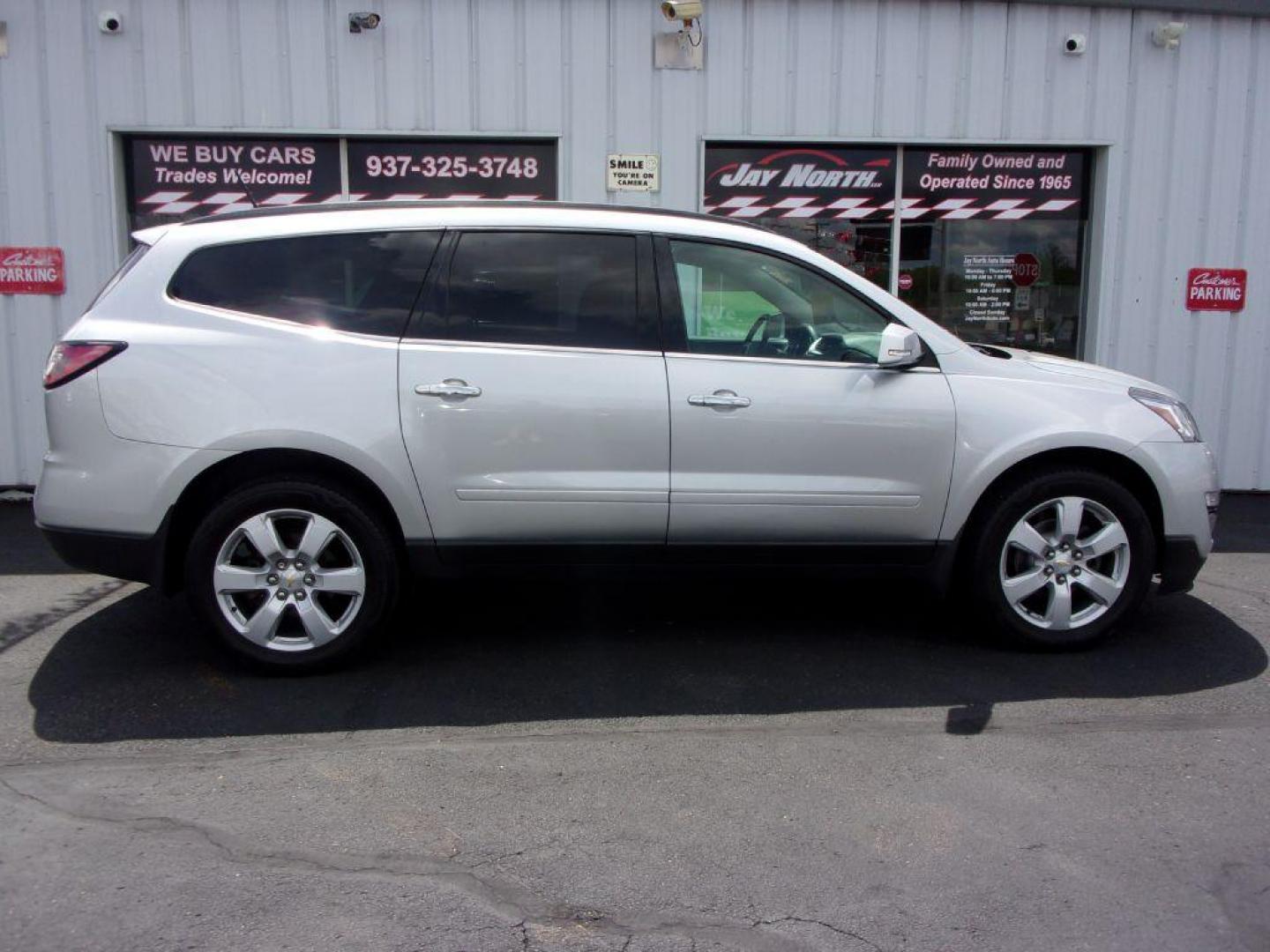 2016 SILVER CHEVROLET TRAVERSE LT (1GNKRGKD5GJ) with an 3.6L engine, Automatic transmission, located at 501 E. Columbia St., Springfield, OH, 45503, (800) 262-7122, 39.925262, -83.801796 - ***Well Maintained on CarFax***LT***FWD***3rd Row Seating***Serviced and Detailed*** Jay North Auto has offered hand picked vehicles since 1965! Our customer's enjoy a NO pressure buying experience with a small town feel. All of our vehicles get fully inspected and detailed. We are a preferred d - Photo#0