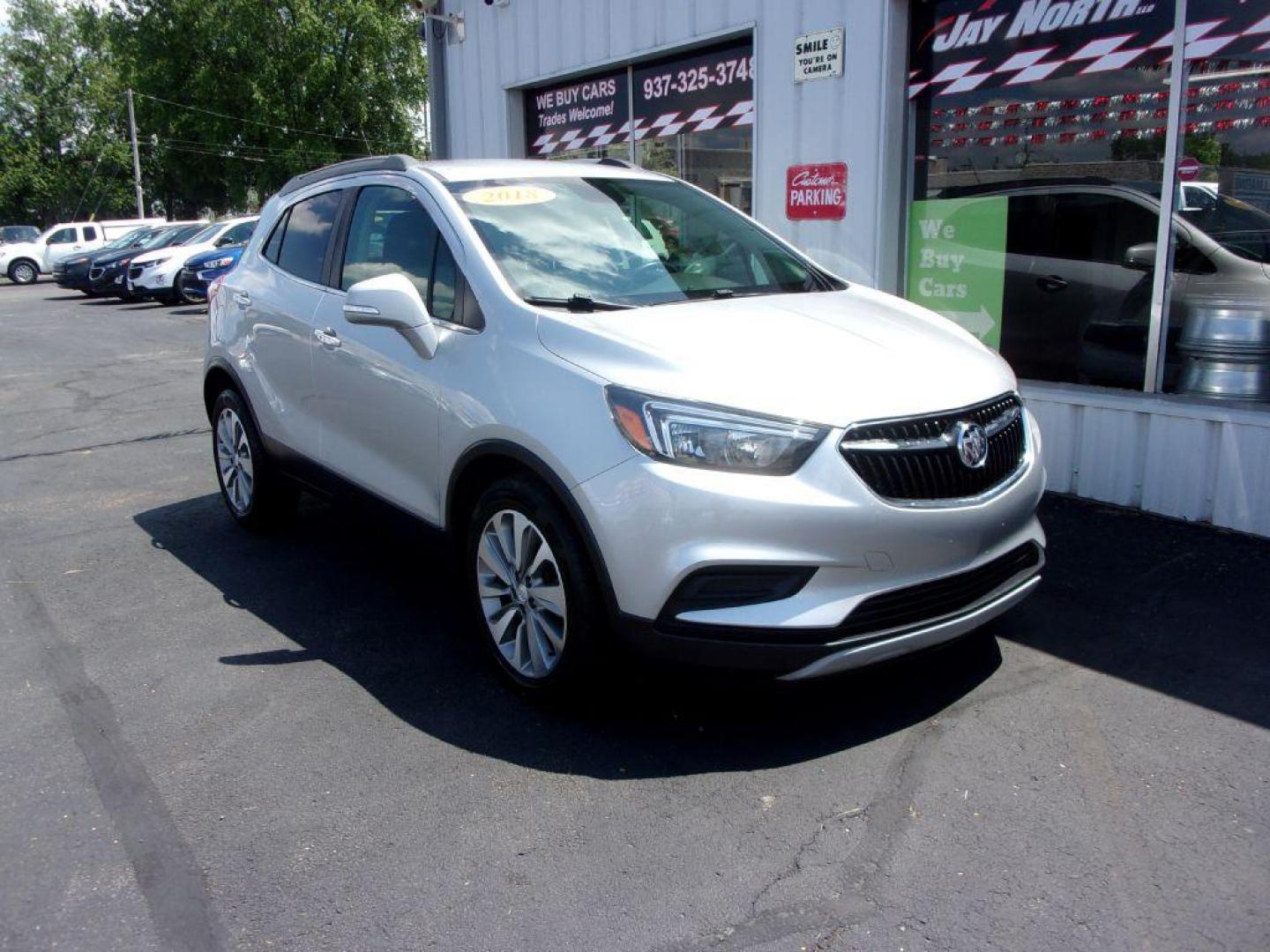 2018 SILVER BUICK ENCORE PREFERRED (KL4CJASB8JB) with an 1.4L engine, Automatic transmission, located at 501 E. Columbia St., Springfield, OH, 45503, (800) 262-7122, 39.925262, -83.801796 - ***Clean Carfax***New Brakes***FWD***Back-up Camera***PREFERRED***Serviced and Detailed*** Jay North Auto has offered hand picked vehicles since 1965! Our customer's enjoy a NO pressure buying experience with a small town feel. All of our vehicles get fully inspected and detailed. We are a prefe - Photo#2