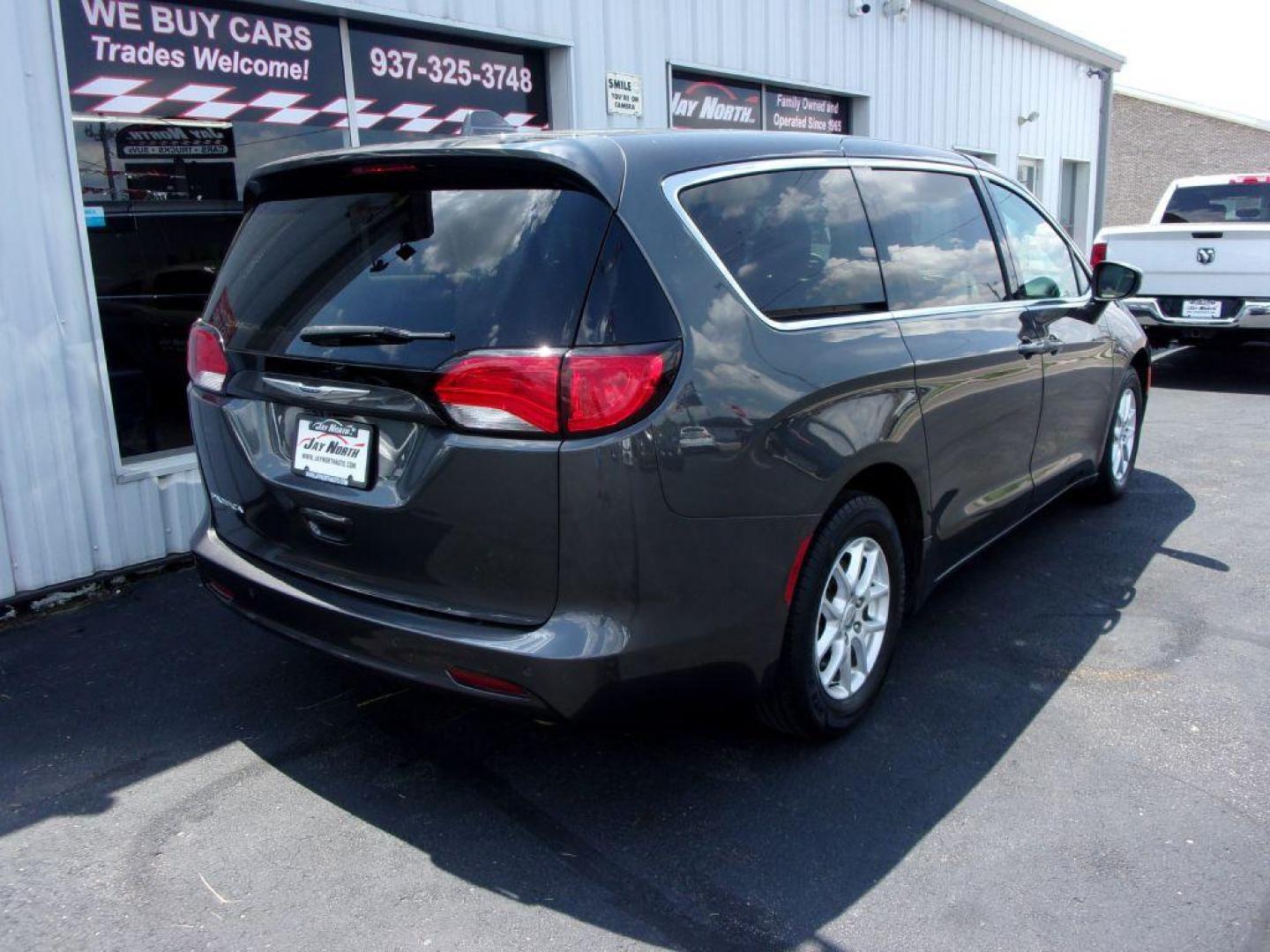 2018 GRAY CHRYSLER PACIFICA LX (2C4RC1CG6JR) with an 3.6L engine, Automatic transmission, located at 501 E. Columbia St., Springfield, OH, 45503, (800) 262-7122, 39.925262, -83.801796 - *** 1 Owner w/ Clean CarFax *** LX *** V6 *** CHRYSLER PACIFICA LX Exterior Color: Granite Crystal Metallic Clear Coat Exterior Paint Interior Color: Black / Alloy Interior Colors Interior: Cloth Bucket Seats Engine: 3.6L V6 24V VVT Engine with ESS Transmission: 9-Speed FWD Automatic Transmission - Photo#3