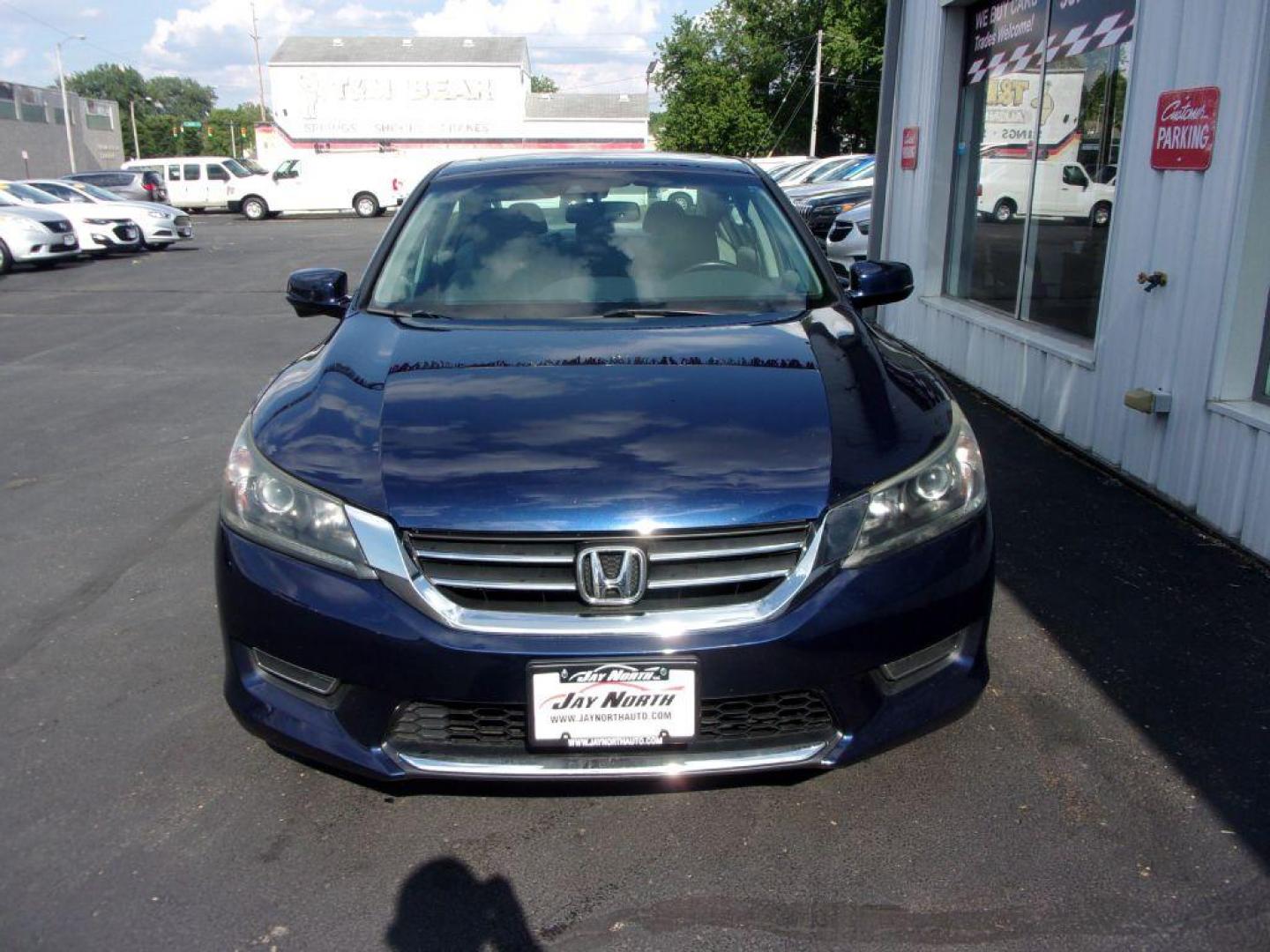 2013 BLUE HONDA ACCORD EXL (1HGCR2F89DA) with an 2.4L engine, Continuously Variable transmission, located at 501 E. Columbia St., Springfield, OH, 45503, (800) 262-7122, 39.925262, -83.801796 - ***Clean Carfax***New Timing***Transmission Serviced***New Front and Rear Pads and Rotors***EX-L***Heated Leather Seating***Moonroof***Serviced and Detailed*** Jay North Auto has offered hand picked vehicles since 1965! Our customer's enjoy a NO pressure buying experience with a small town feel. - Photo#1