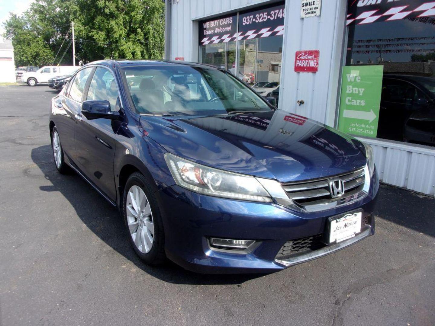 2013 BLUE HONDA ACCORD EXL (1HGCR2F89DA) with an 2.4L engine, Continuously Variable transmission, located at 501 E. Columbia St., Springfield, OH, 45503, (800) 262-7122, 39.925262, -83.801796 - ***Clean Carfax***New Timing***Transmission Serviced***New Front and Rear Pads and Rotors***EX-L***Heated Leather Seating***Moonroof***Serviced and Detailed*** Jay North Auto has offered hand picked vehicles since 1965! Our customer's enjoy a NO pressure buying experience with a small town feel. - Photo#2