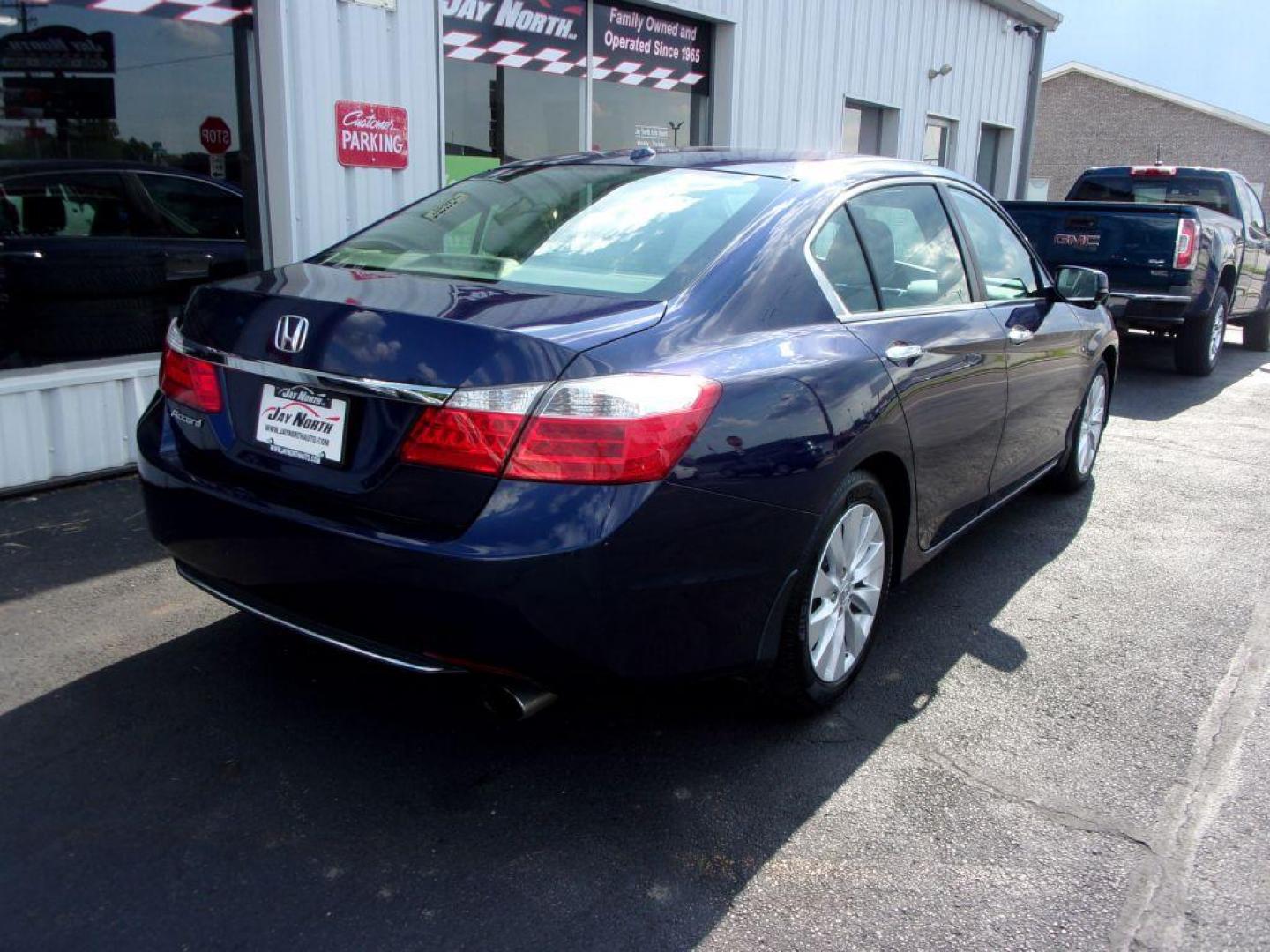 2013 BLUE HONDA ACCORD EXL (1HGCR2F89DA) with an 2.4L engine, Continuously Variable transmission, located at 501 E. Columbia St., Springfield, OH, 45503, (800) 262-7122, 39.925262, -83.801796 - ***Clean Carfax***New Timing***Transmission Serviced***New Front and Rear Pads and Rotors***EX-L***Heated Leather Seating***Moonroof***Serviced and Detailed*** Jay North Auto has offered hand picked vehicles since 1965! Our customer's enjoy a NO pressure buying experience with a small town feel. - Photo#3