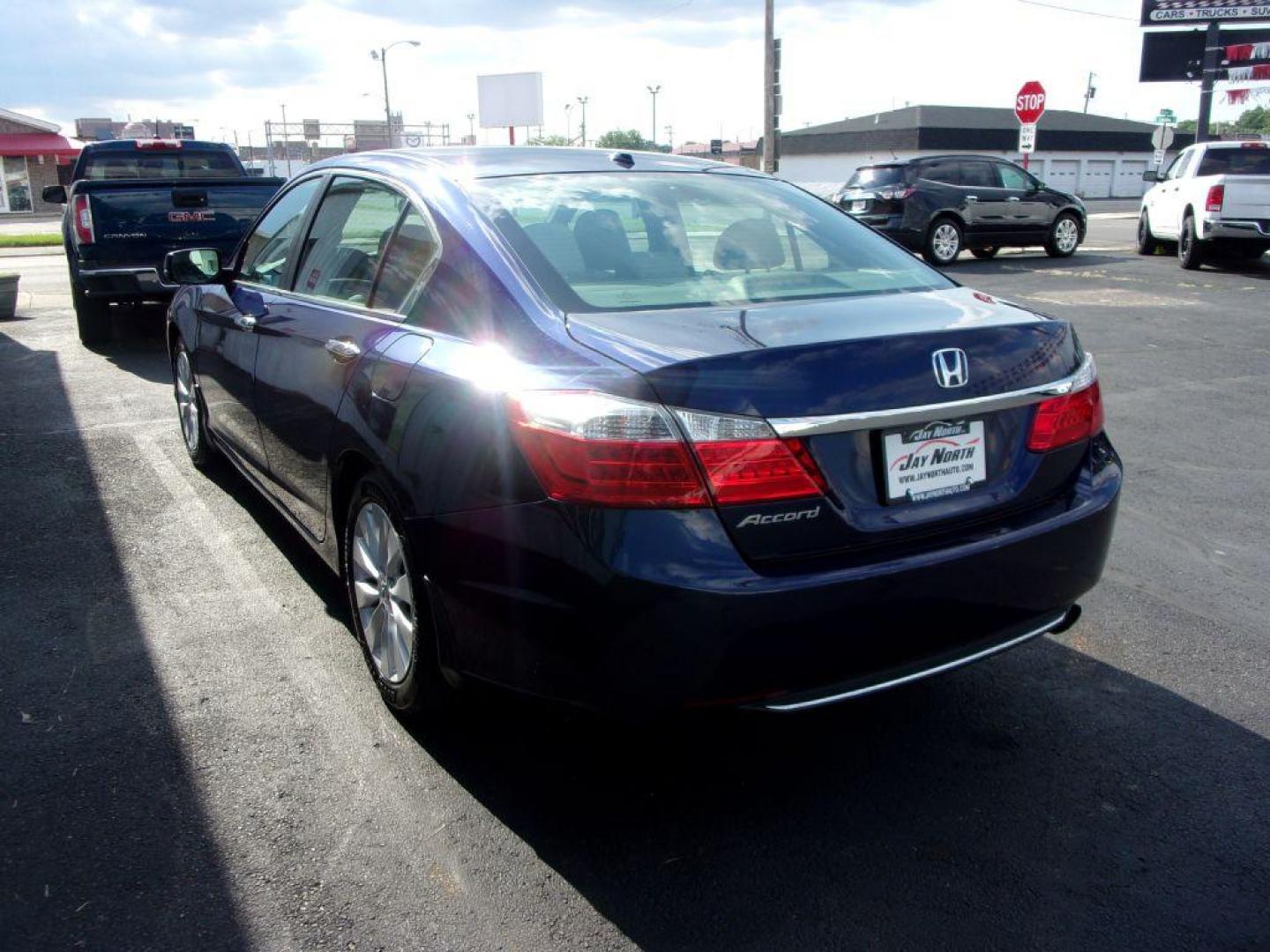 2013 BLUE HONDA ACCORD EXL (1HGCR2F89DA) with an 2.4L engine, Continuously Variable transmission, located at 501 E. Columbia St., Springfield, OH, 45503, (800) 262-7122, 39.925262, -83.801796 - ***Clean Carfax***New Timing***Transmission Serviced***New Front and Rear Pads and Rotors***EX-L***Heated Leather Seating***Moonroof***Serviced and Detailed*** Jay North Auto has offered hand picked vehicles since 1965! Our customer's enjoy a NO pressure buying experience with a small town feel. - Photo#5