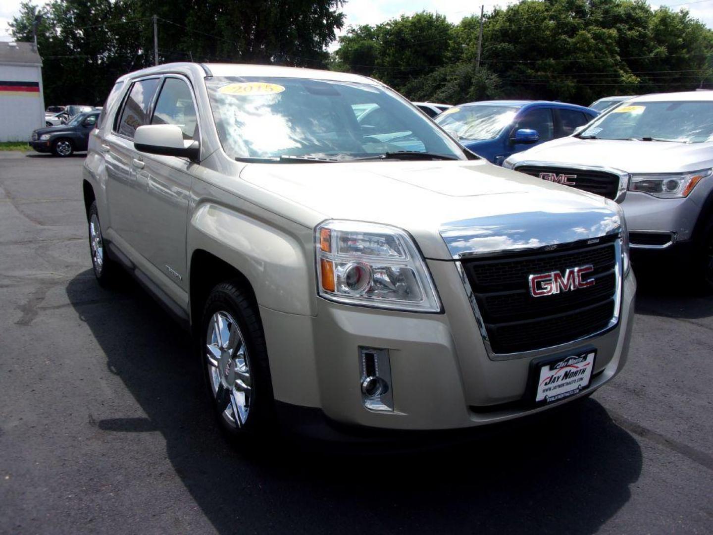 2015 GOLD GMC TERRAIN SLE (2GKALMEK4F6) with an 2.4L engine, Automatic transmission, located at 501 E. Columbia St., Springfield, OH, 45503, (800) 262-7122, 39.925262, -83.801796 - *** LOW MILEAGE *** Serviced and Detailed *** SLE *** Back Up Camera *** Jay North Auto has offered hand picked vehicles since 1965! Our customer's enjoy a NO pressure buying experience with a small town feel. All of our vehicles get fully inspected and detailed. We are a preferred dealer for ma - Photo#2