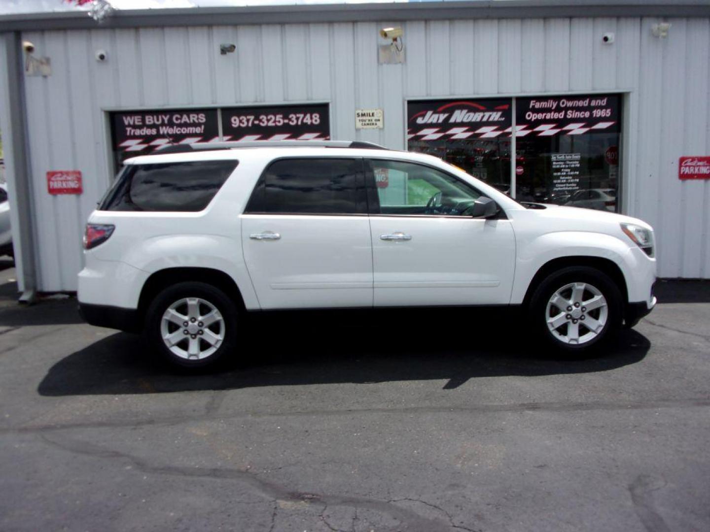 2016 WHITE GMC ACADIA SLE (1GKKVPKD7GJ) with an 3.6L engine, Automatic transmission, located at 501 E. Columbia St., Springfield, OH, 45503, (800) 262-7122, 39.925262, -83.801796 - ***Clean Carfax***AWD***New Front Pads and Rotors***Fresh Oil Change and Tire Rotation***New Shocks***Deatailed*** Jay North Auto has offered hand picked vehicles since 1965! Our customer's enjoy a NO pressure buying experience with a small town feel. All of our vehicles get fully inspected and - Photo#0