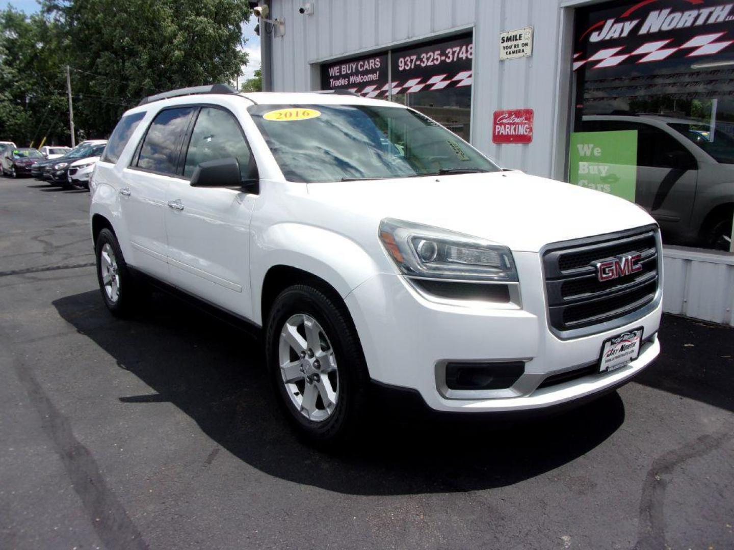 2016 WHITE GMC ACADIA SLE (1GKKVPKD7GJ) with an 3.6L engine, Automatic transmission, located at 501 E. Columbia St., Springfield, OH, 45503, (800) 262-7122, 39.925262, -83.801796 - ***Clean Carfax***AWD***New Front Pads and Rotors***Fresh Oil Change and Tire Rotation***New Shocks***Deatailed*** Jay North Auto has offered hand picked vehicles since 1965! Our customer's enjoy a NO pressure buying experience with a small town feel. All of our vehicles get fully inspected and - Photo#2