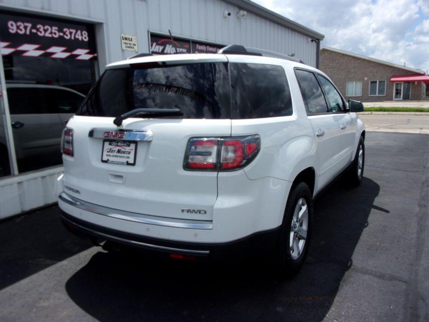 2016 WHITE GMC ACADIA SLE (1GKKVPKD7GJ) with an 3.6L engine, Automatic transmission, located at 501 E. Columbia St., Springfield, OH, 45503, (800) 262-7122, 39.925262, -83.801796 - ***Clean Carfax***AWD***New Front Pads and Rotors***Fresh Oil Change and Tire Rotation***New Shocks***Deatailed*** Jay North Auto has offered hand picked vehicles since 1965! Our customer's enjoy a NO pressure buying experience with a small town feel. All of our vehicles get fully inspected and - Photo#3