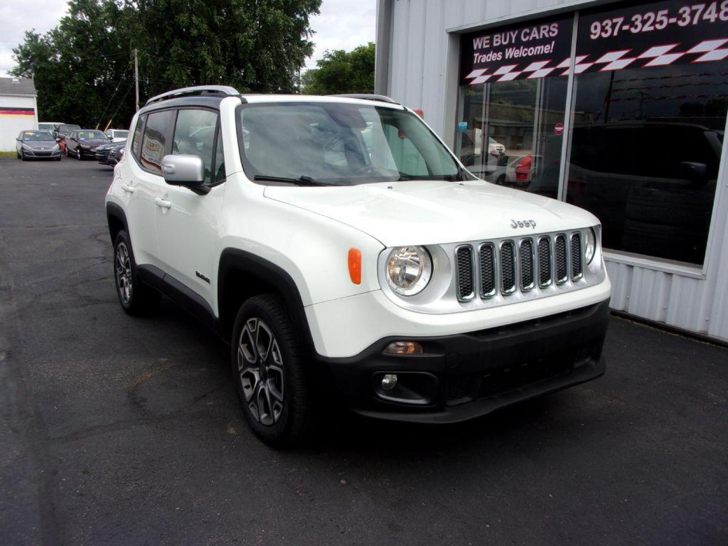 2016 WHITE JEEP RENEGADE LIMITED (ZACCJBDT2GP) with an 2.4L engine, Automatic transmission, located at 501 E. Columbia St., Springfield, OH, 45503, (800) 262-7122, 39.925262, -83.801796 - ***4WD***Navigation***Limited***Heated Leather Seating***Beats Audio***My Sky***Heated Steering Wheel***Serviced and Detailed*** Jay North Auto has offered hand picked vehicles since 1965! Our customer's enjoy a NO pressure buying experience with a small town feel. All of our vehicles get fully - Photo#2