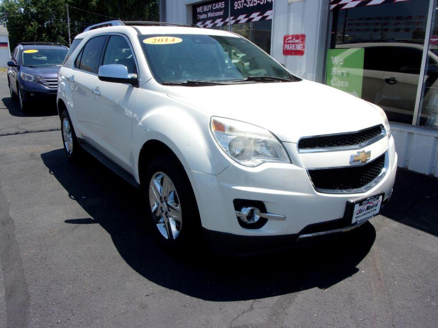 2014 WHITE CHEVROLET EQUINOX LTZ (1GNALDEK5EZ) with an 2.4L engine, Automatic transmission, located at 501 E. Columbia St., Springfield, OH, 45503, (800) 262-7122, 39.925262, -83.801796 - Photo#2